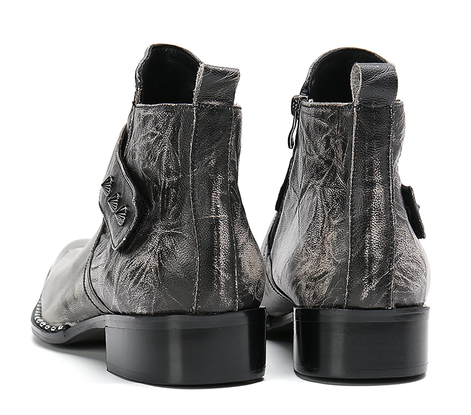 Men's Zipper Western Boots Metal Tip