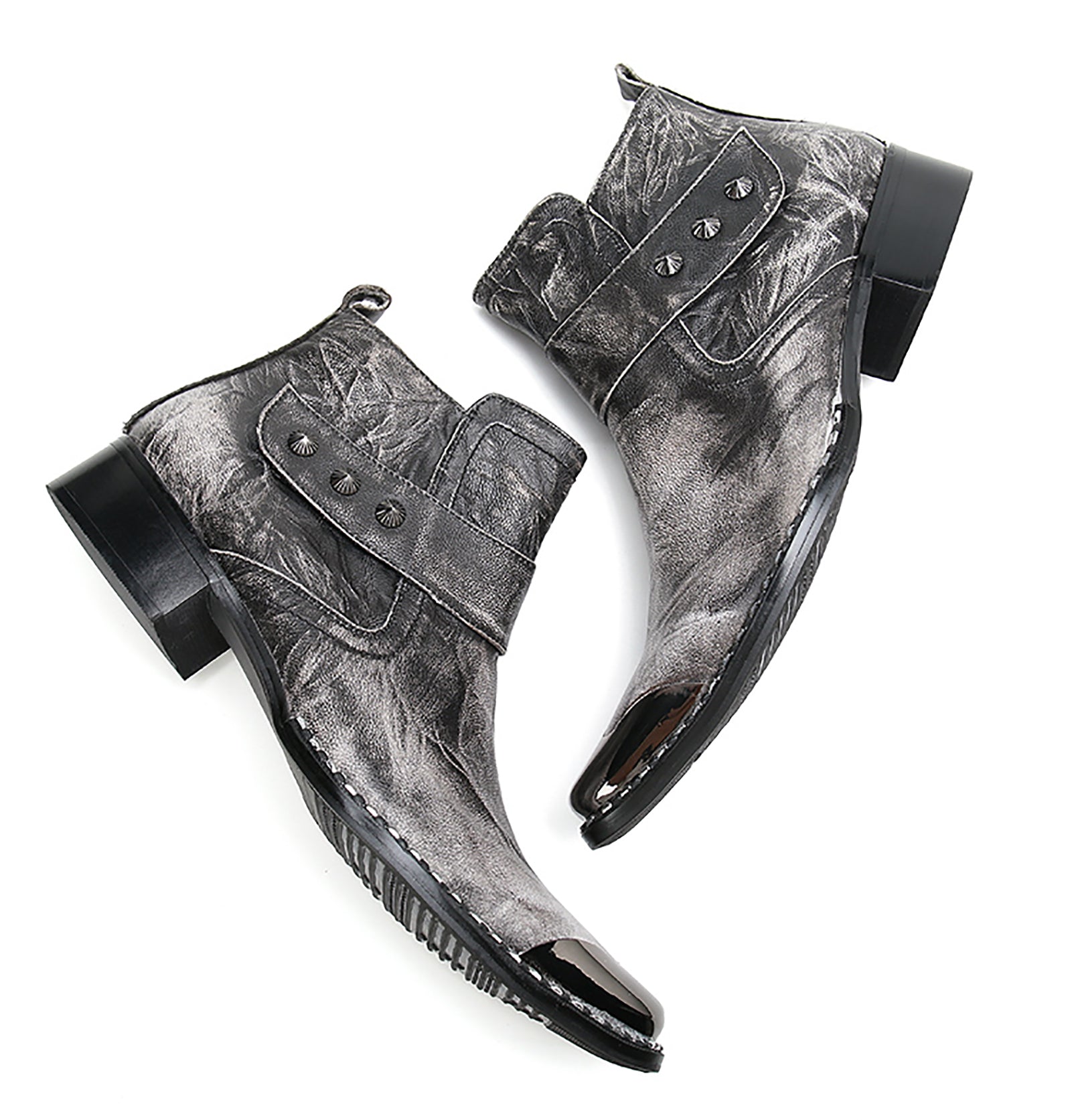 Men's Zipper Western Boots Metal Tip