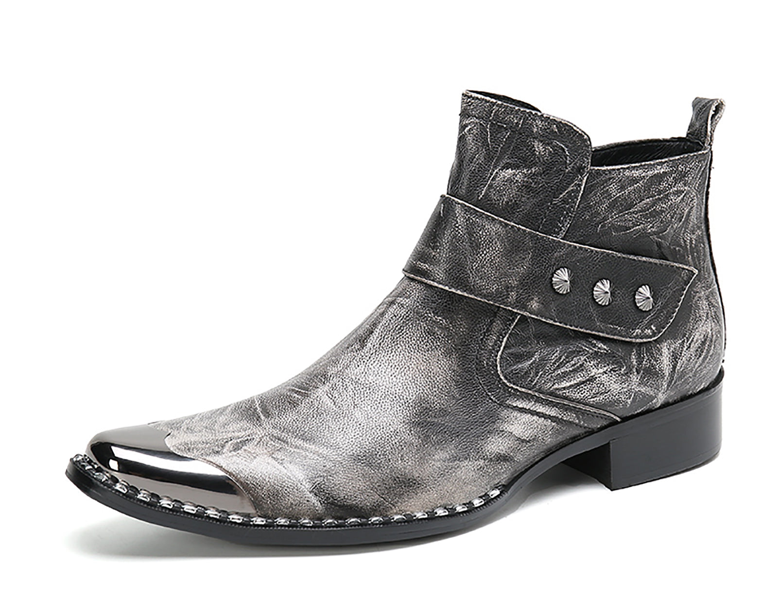 Men's Zipper Western Boots Metal Tip