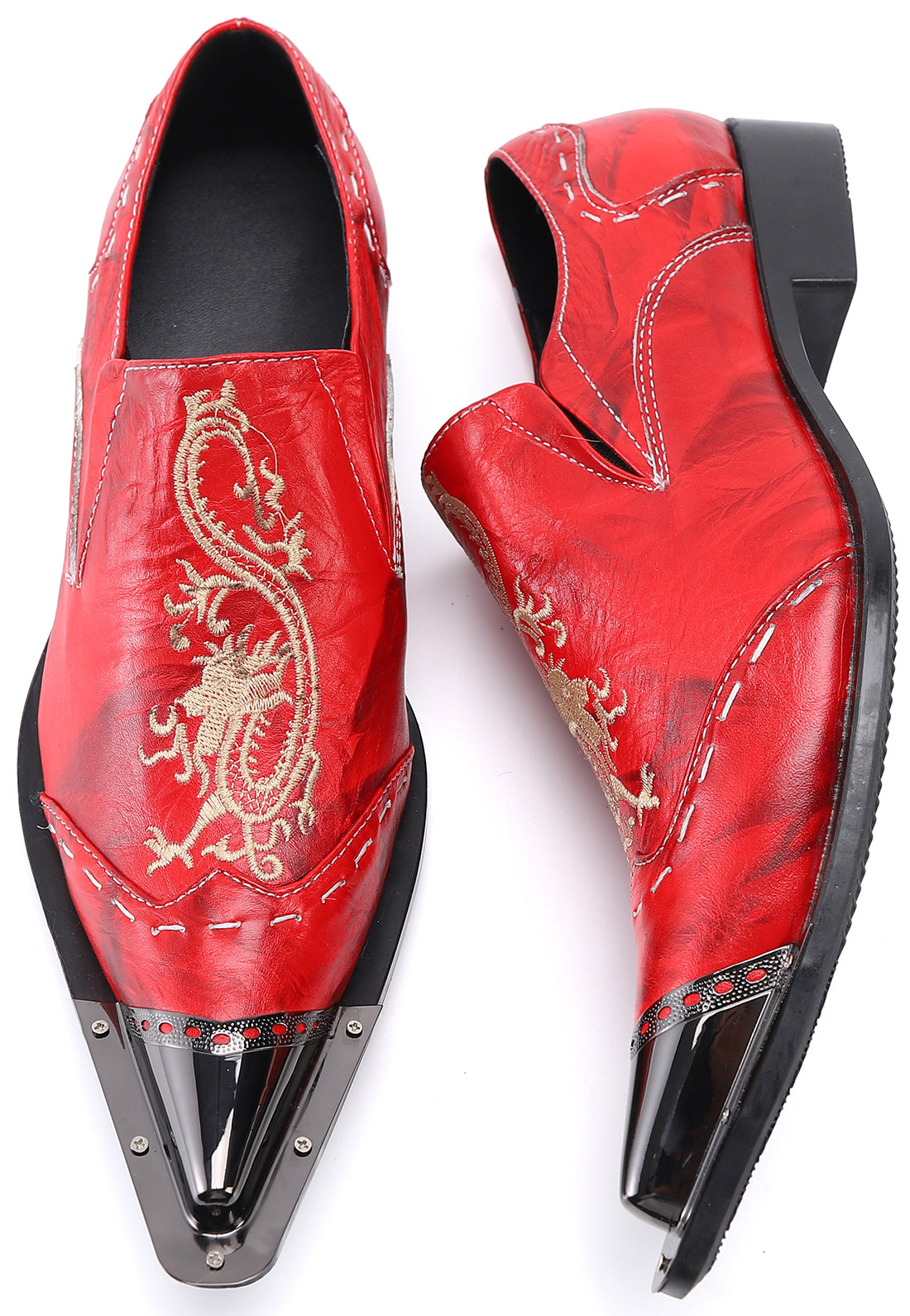 Men's Metal Tip Western Dragon Loafers