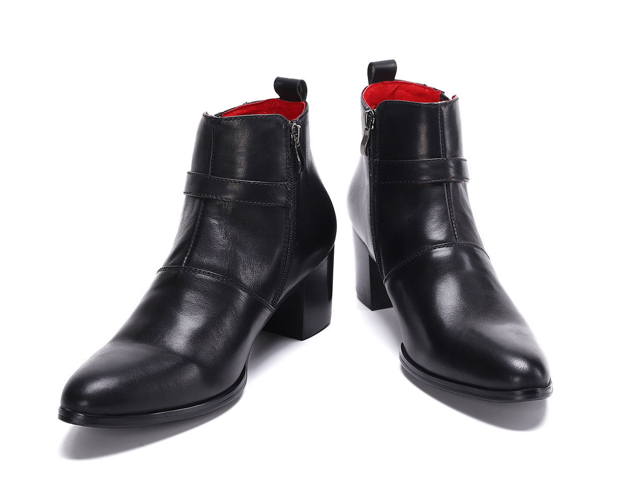 Botas vaqueras con correa tipo monje de cuero para hombre