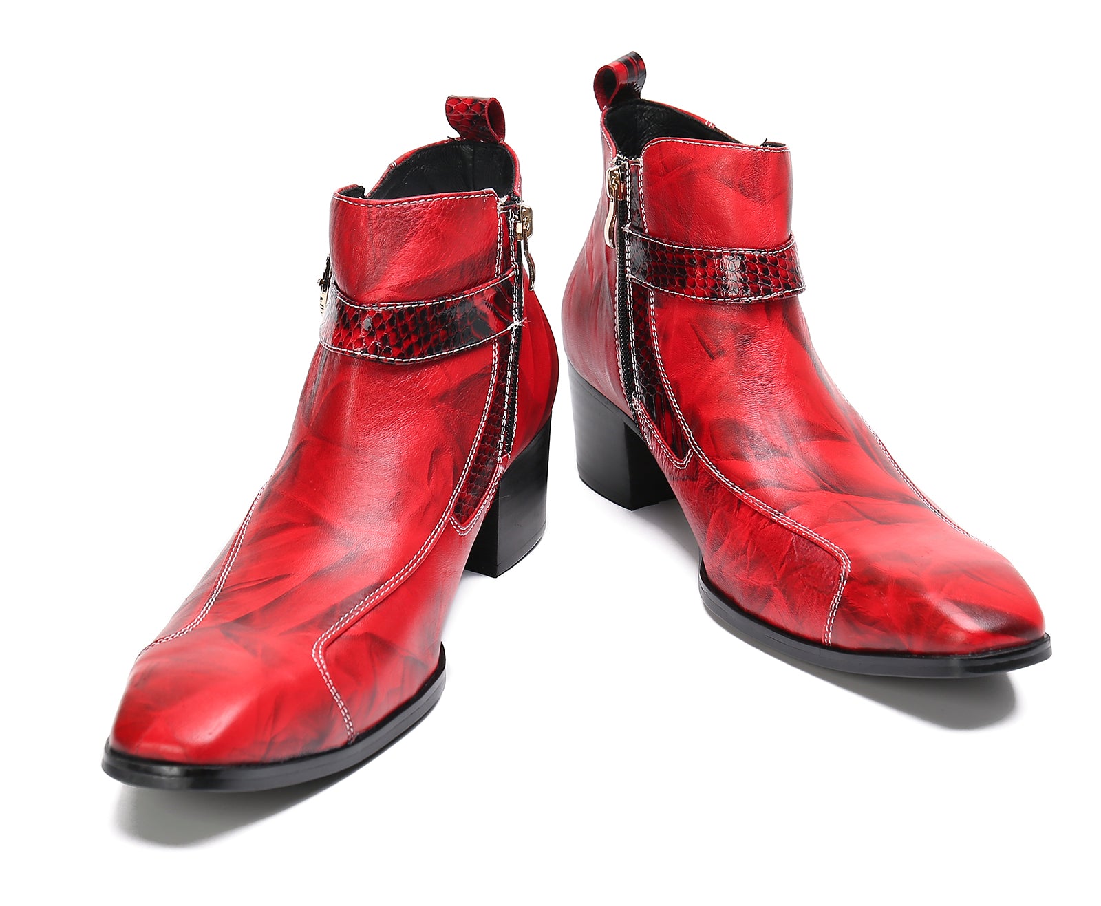 Men's Buckle Leather Western Boots