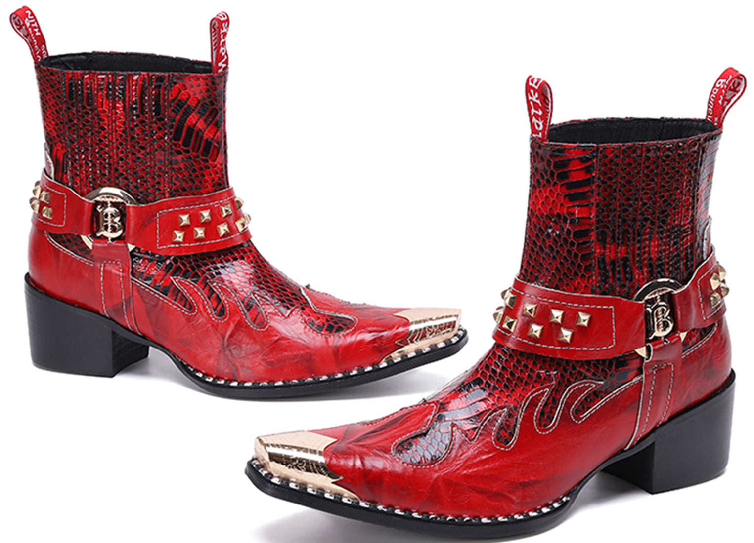 Men's Metal Tip Fashion High Top Western Boots