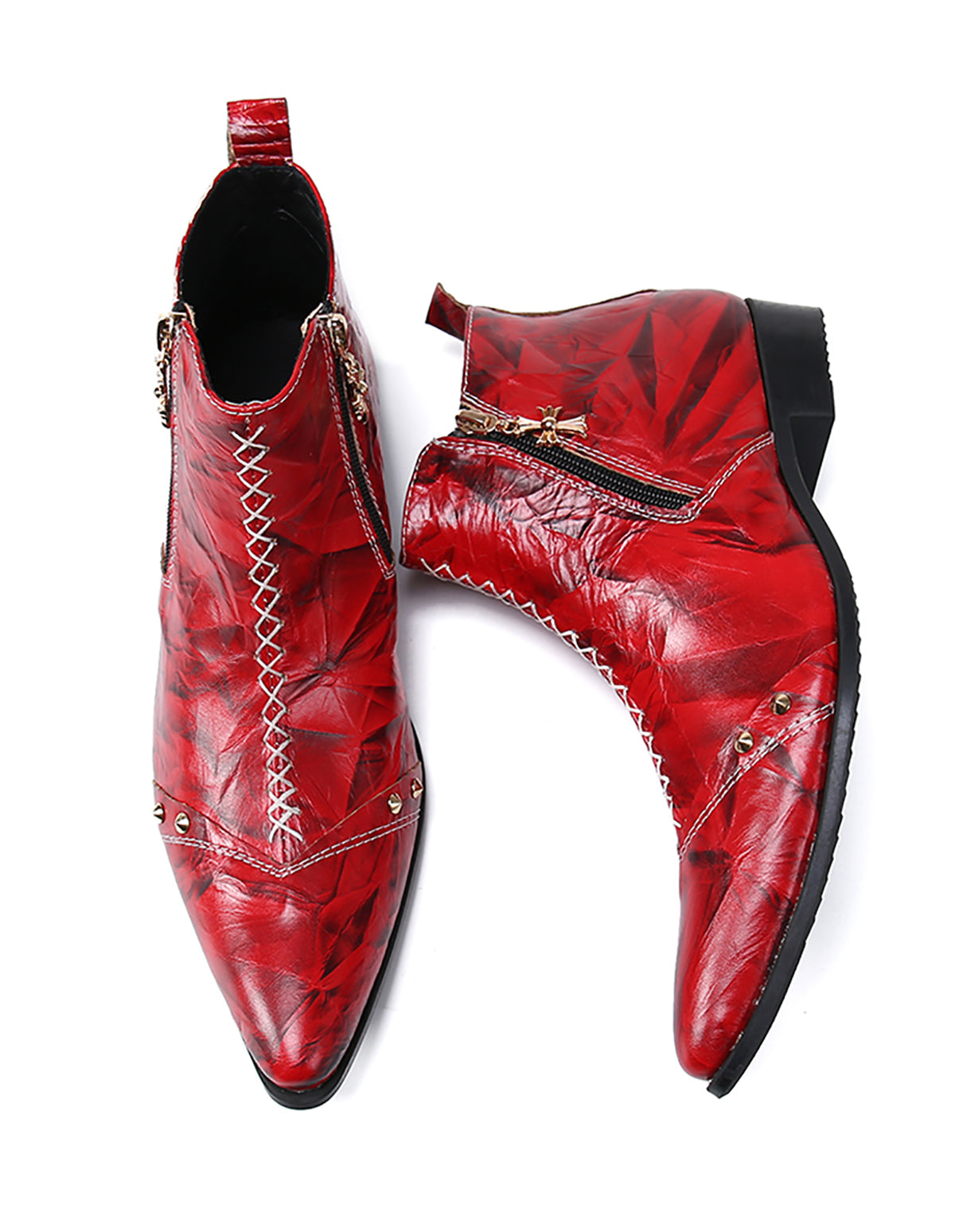 Men's Leather Western Boots Zipper