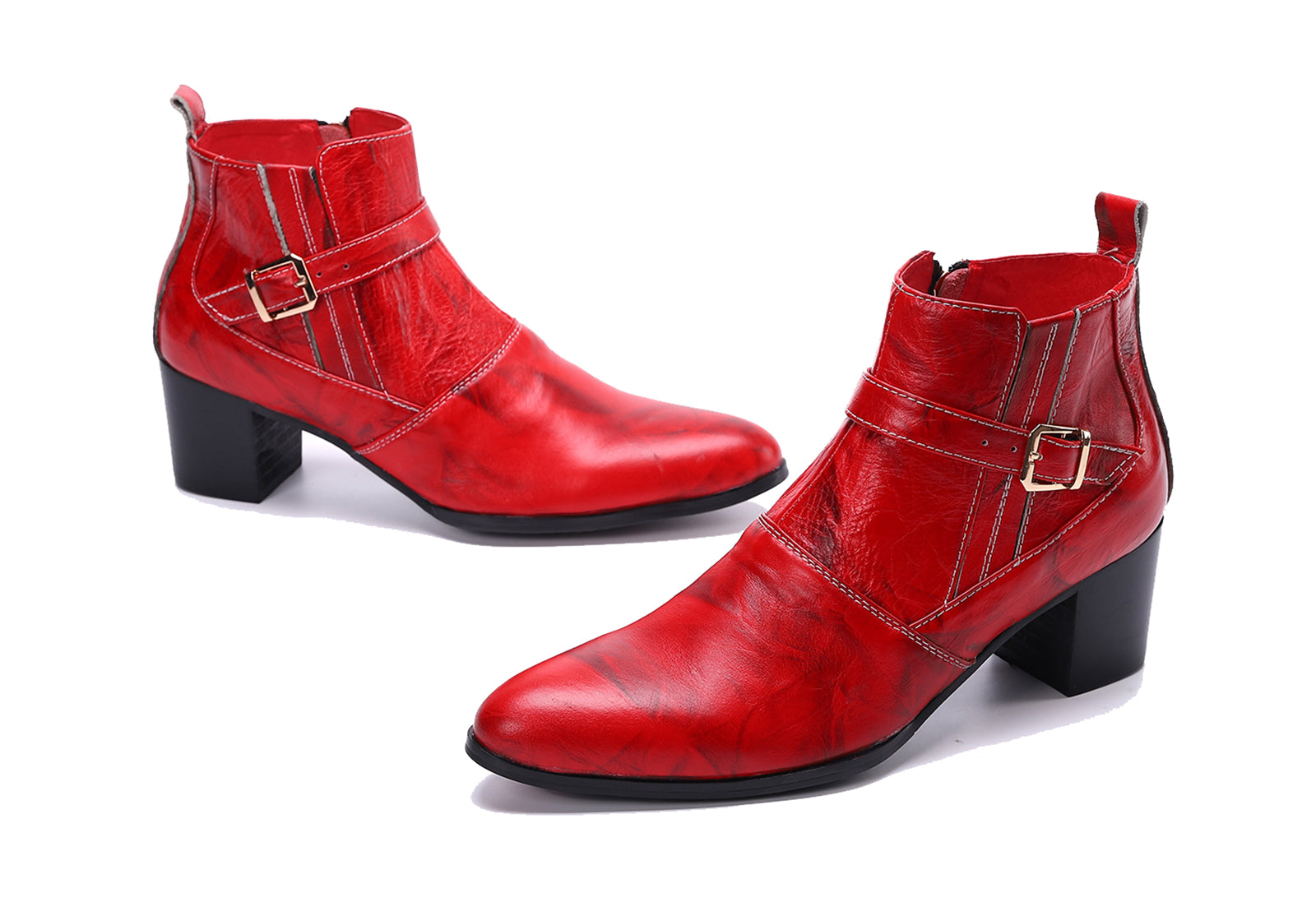 Men's Monk Strap Zipper Leather Western Boots