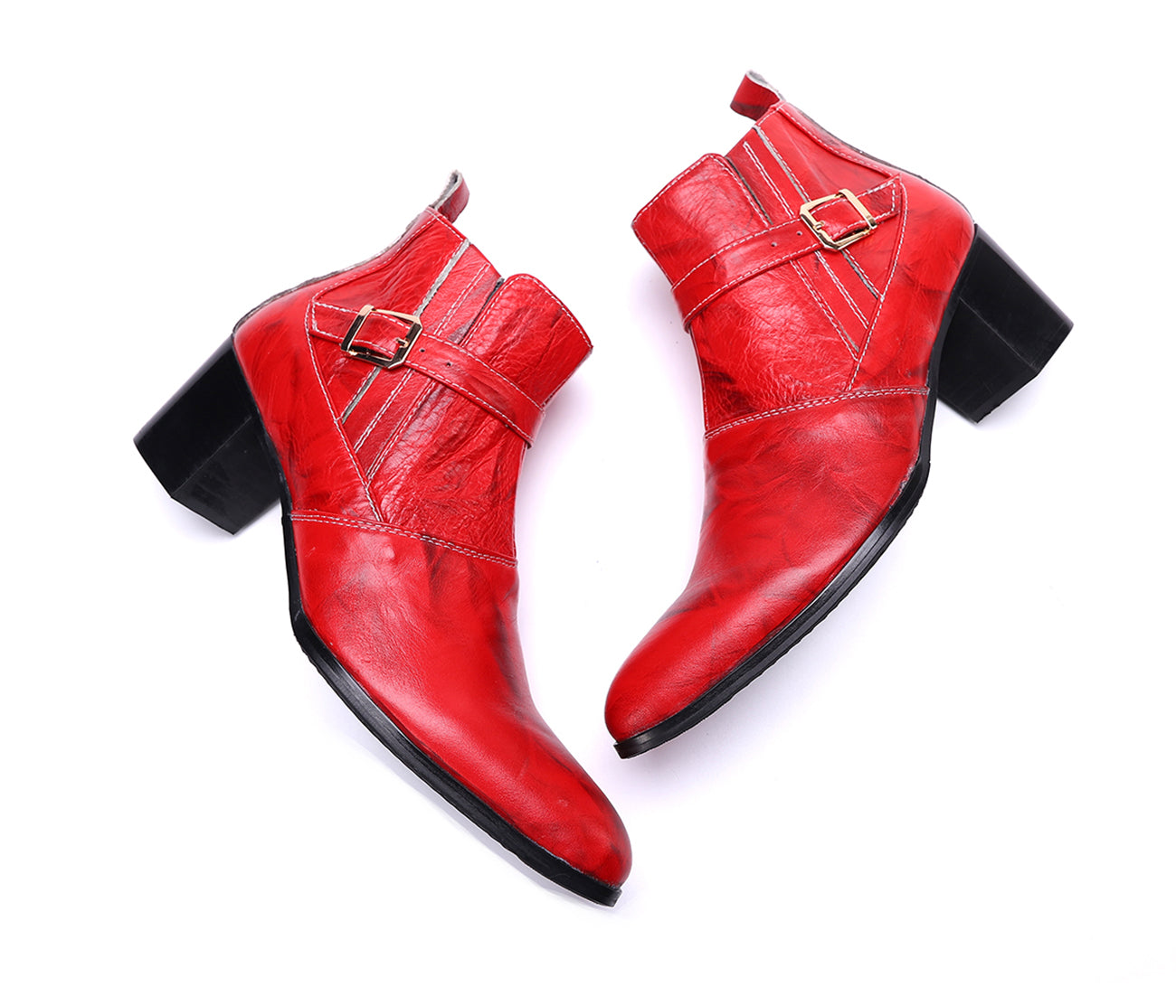 Men's Monk Strap Zipper Leather Western Boots