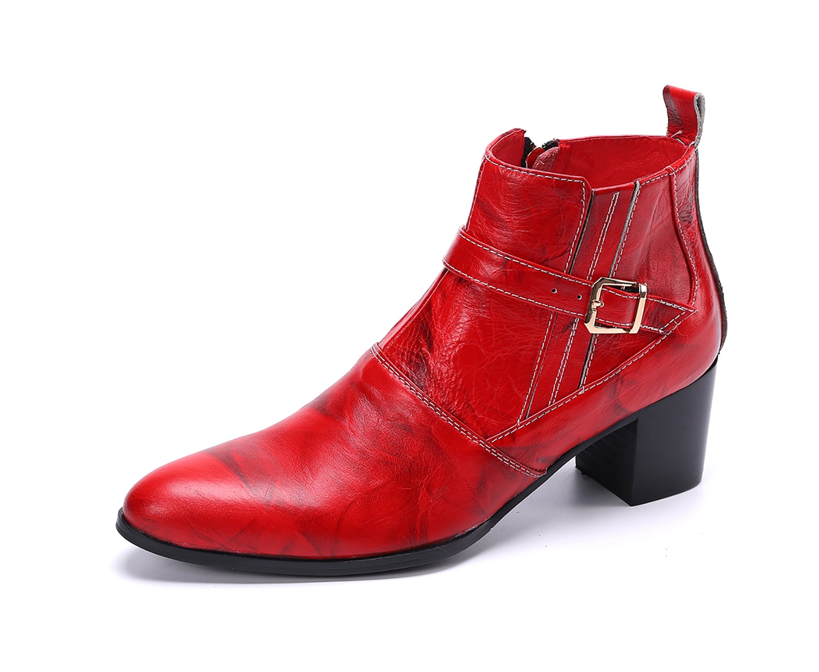 Men's Monk Strap Zipper Leather Western Boots