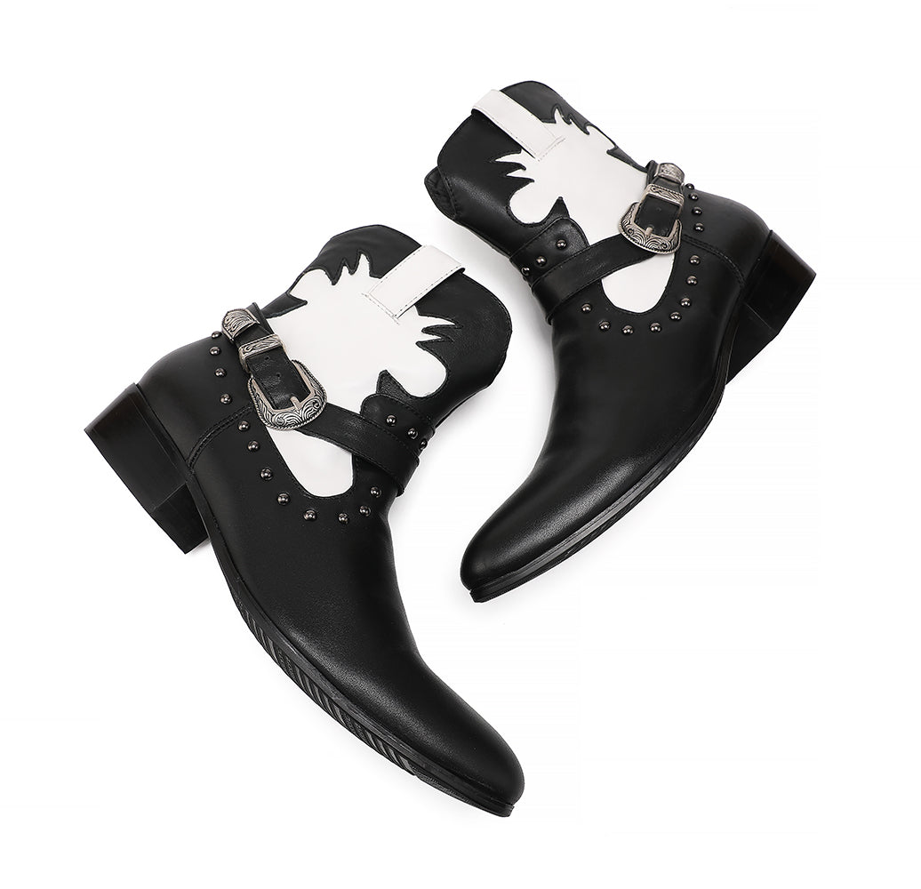 Men's Monk Strap Leather Western Boots