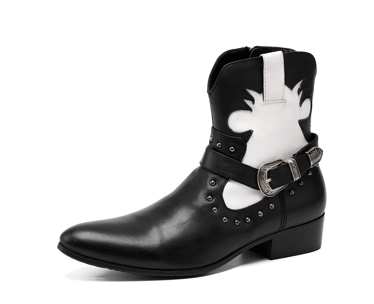 Men's Monk Strap Leather Western Boots