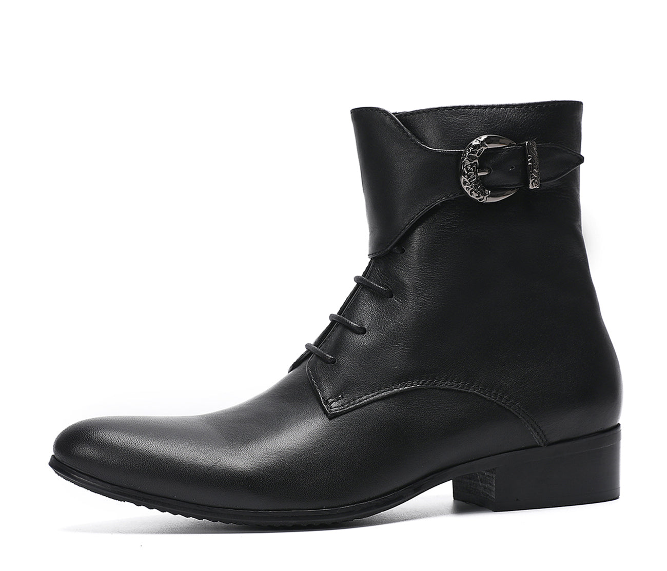 Men's Lace-Up Buckle Leather Western Boots