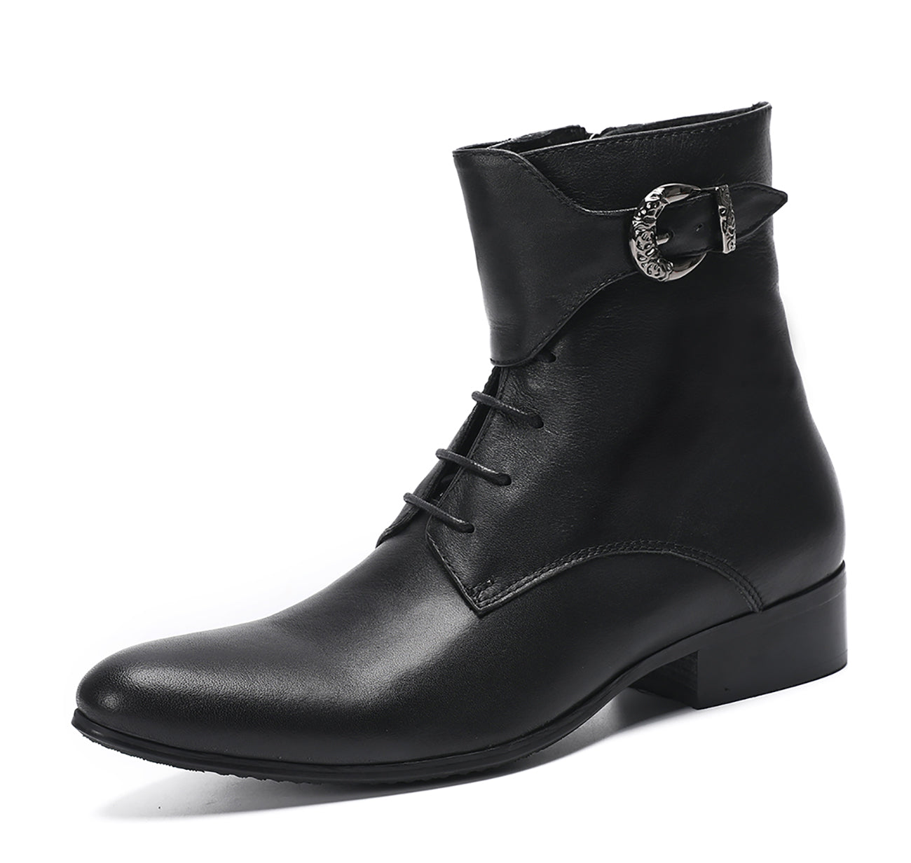 Men's Lace-Up Buckle Leather Western Boots