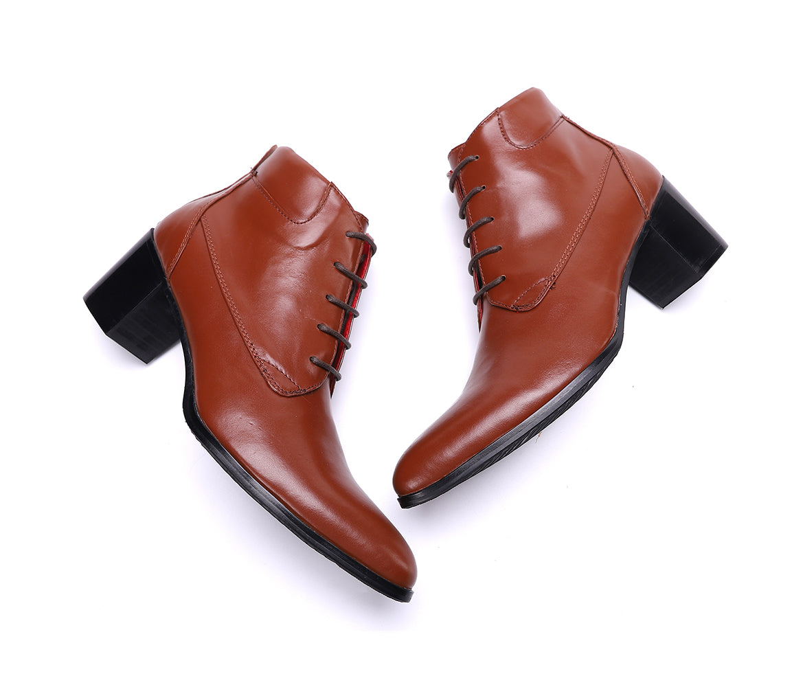 Men's Western Boots Lace-up Leather