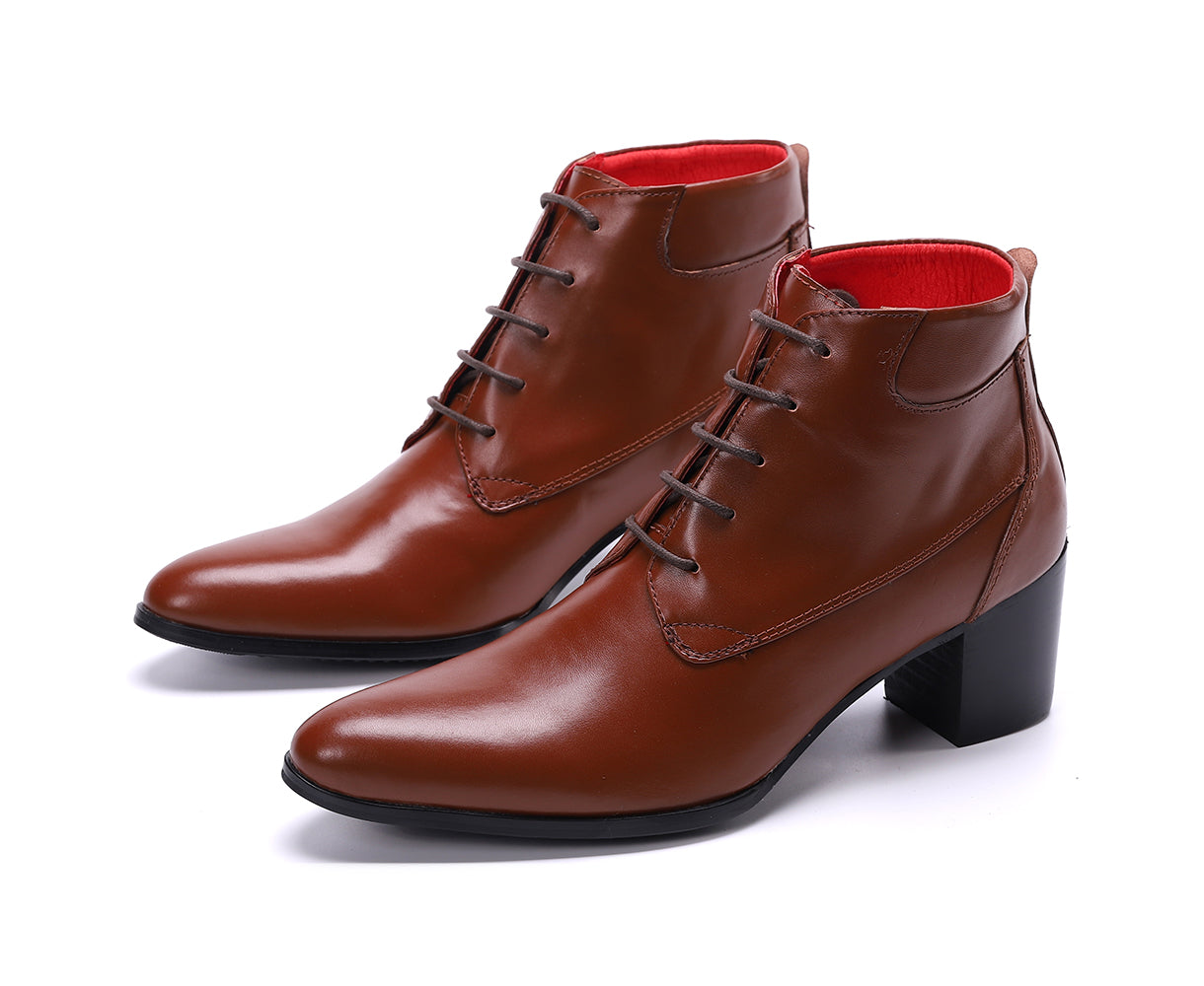 Men's Western Boots Lace-up Leather