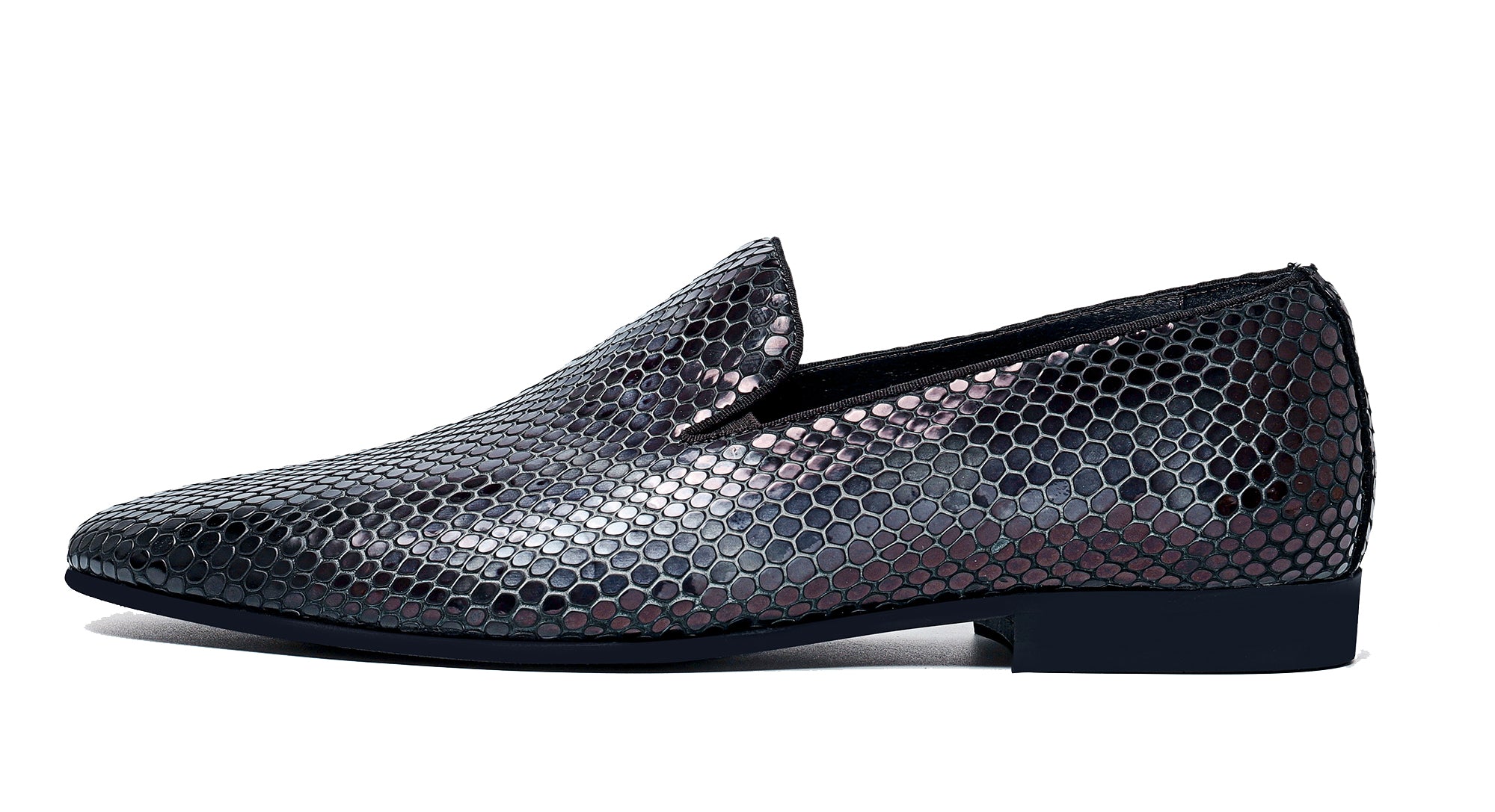 Men's Snake Skin Pointed-Toe Loafers