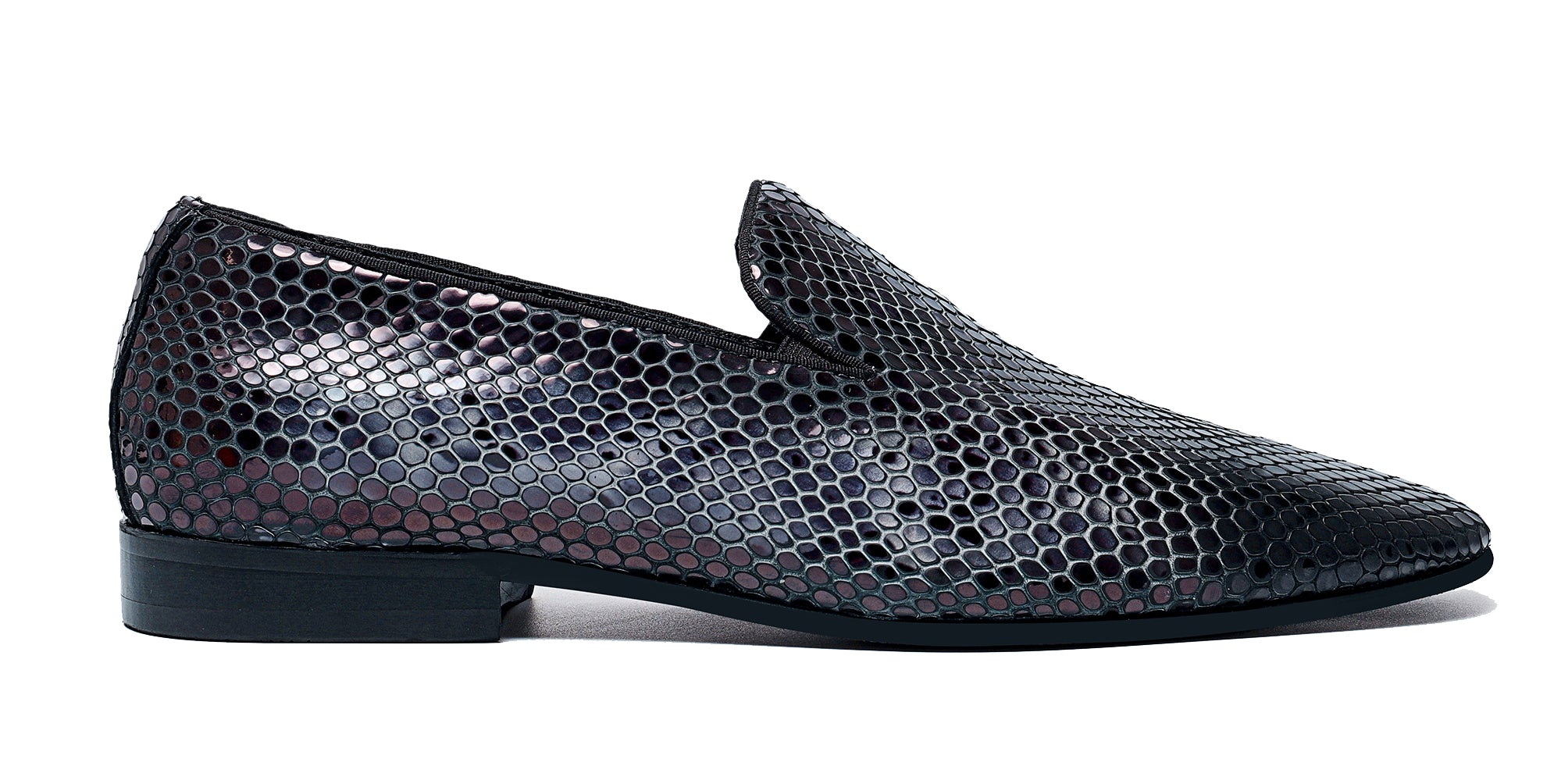 Men's Snake Skin Pointed-Toe Loafers