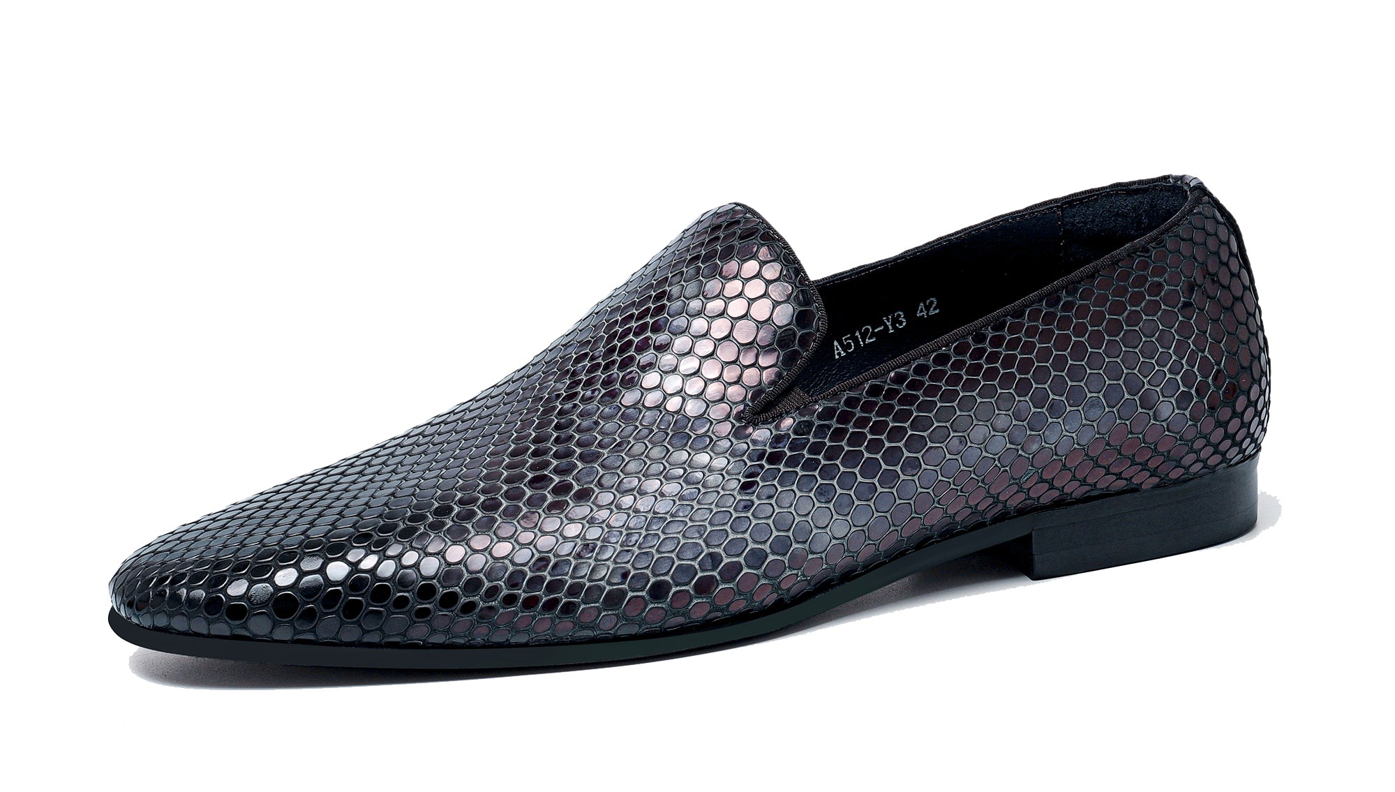 Mocasines con punta en punta y piel de serpiente para hombre