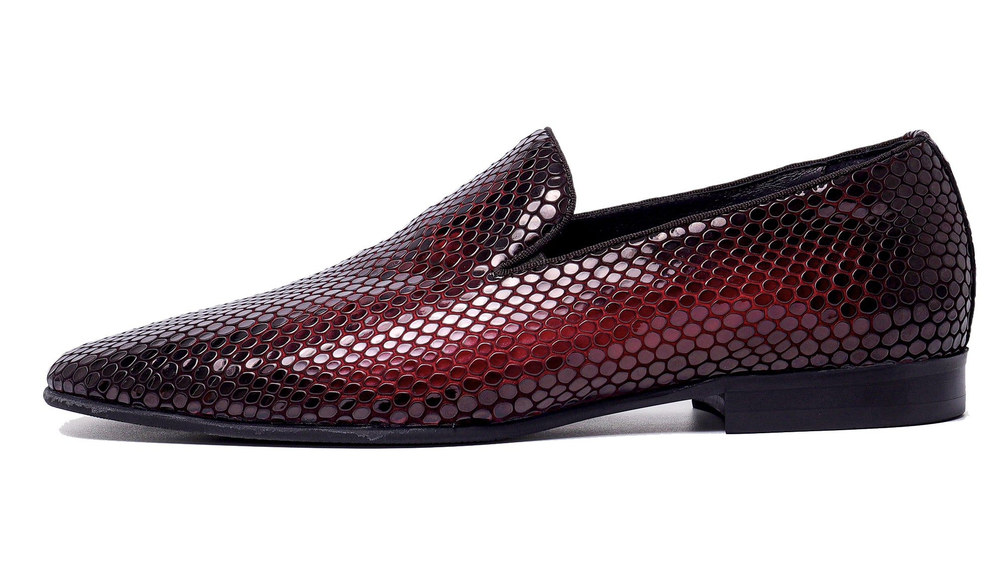 Mocasines con punta en punta y piel de serpiente para hombre