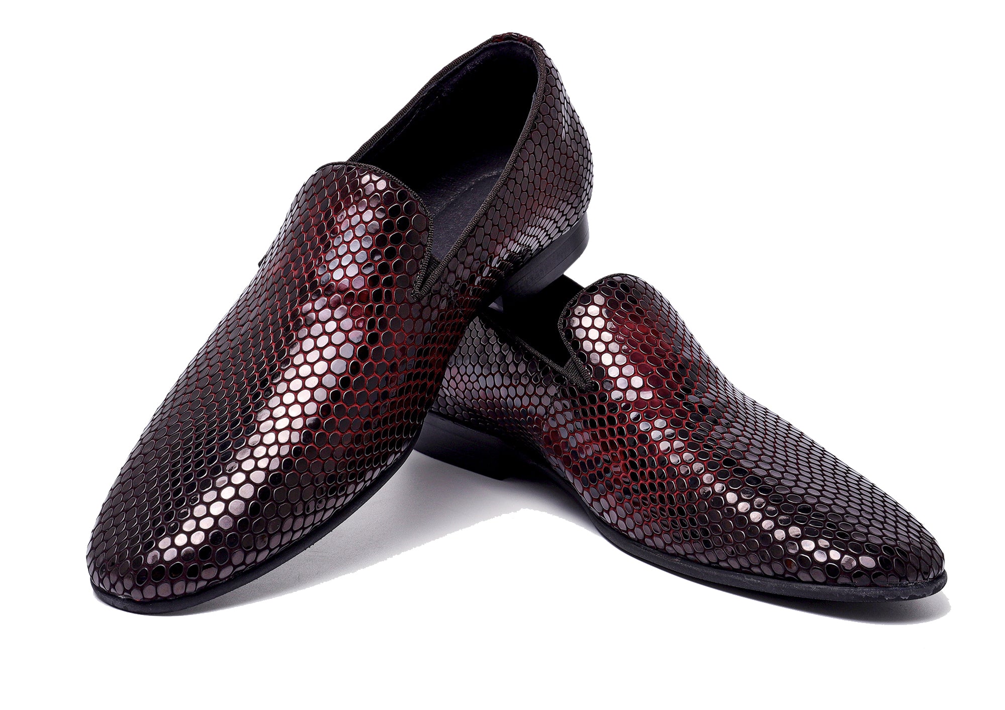 Mocasines con punta en punta y piel de serpiente para hombre