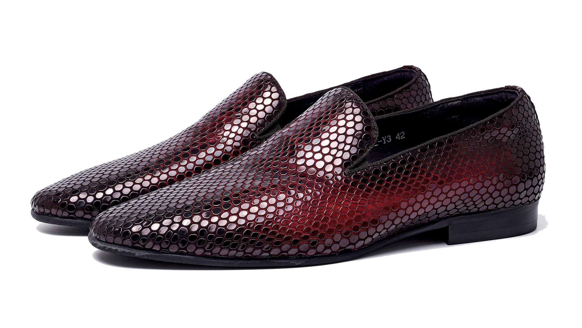 Mocasines con punta en punta y piel de serpiente para hombre