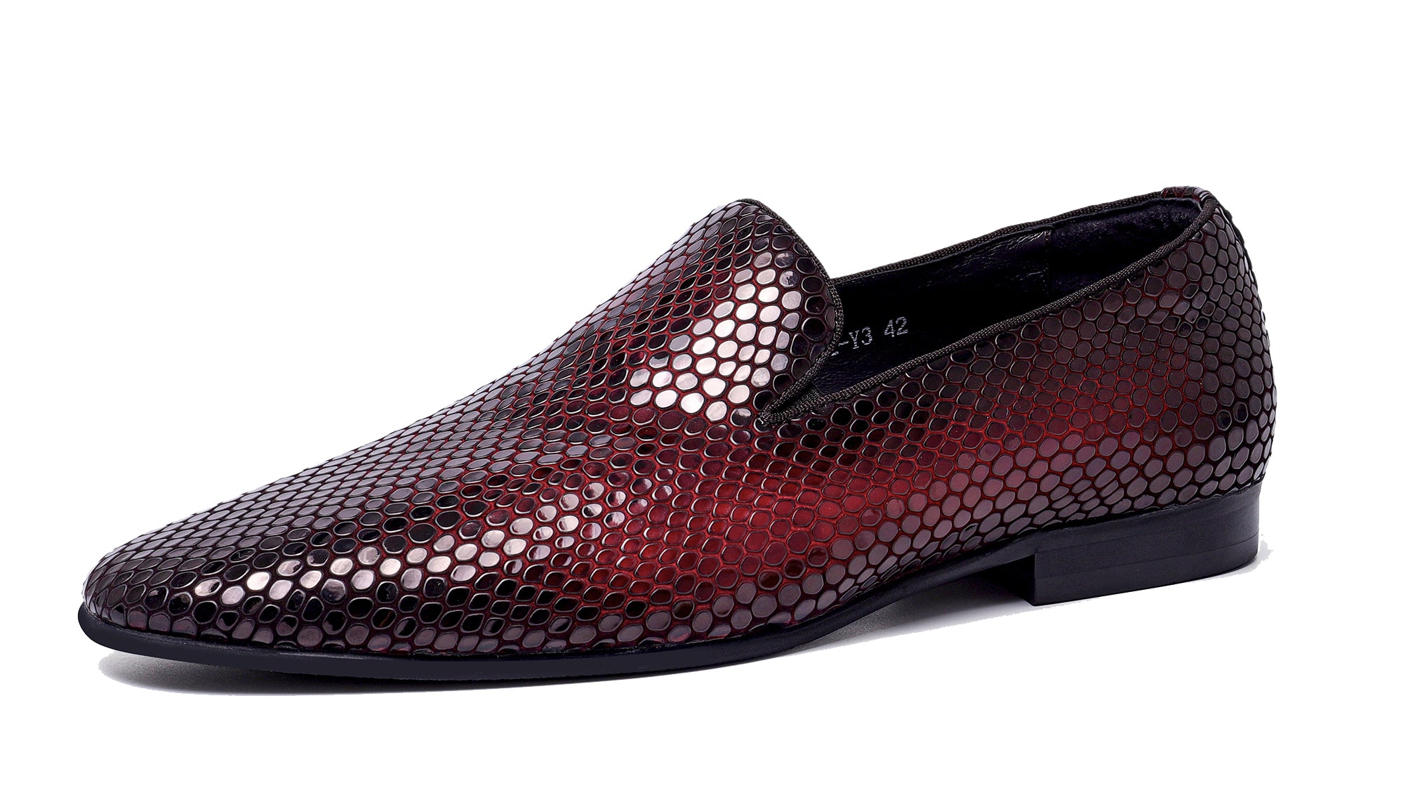 Mocasines con punta en punta y piel de serpiente para hombre