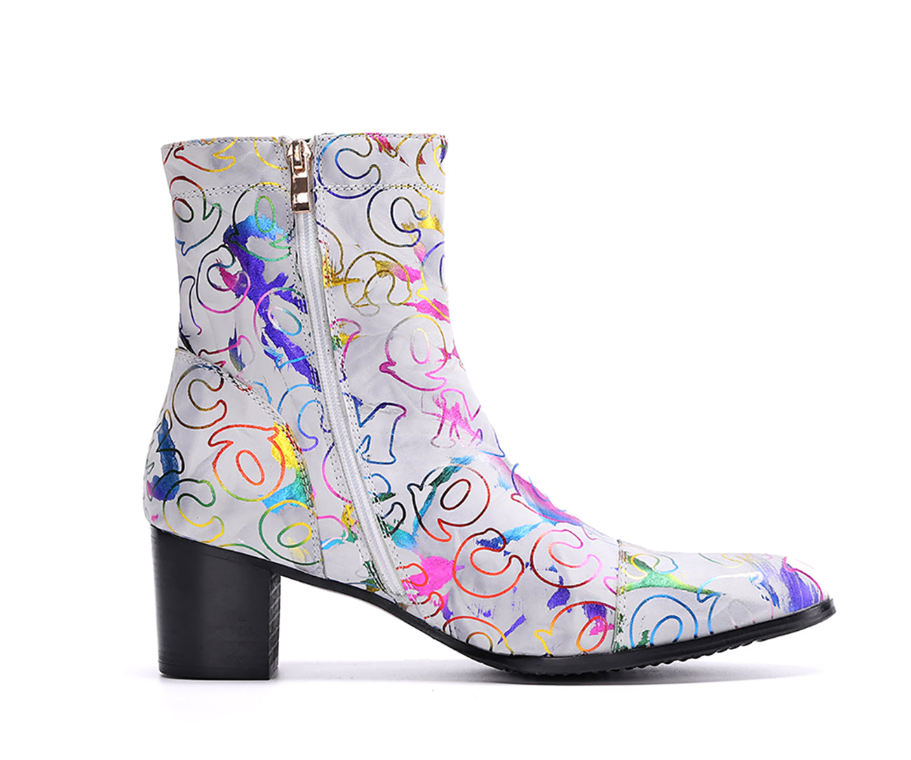 Men's Graffiti Western Boots Cap Toe Zipper