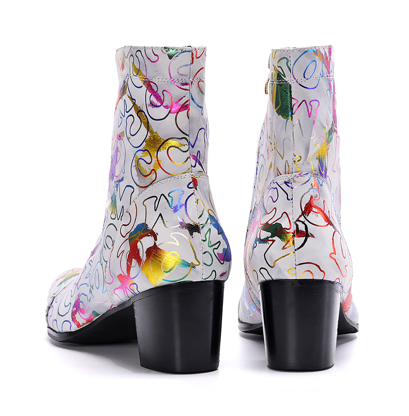 Men's Graffiti Western Boots Cap Toe Zipper