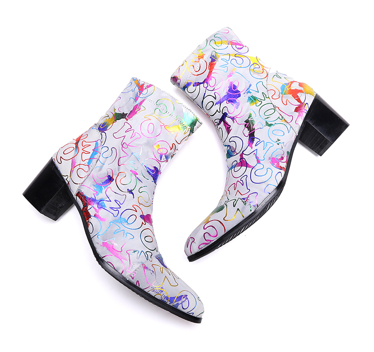 Men's Graffiti Western Boots Cap Toe Zipper