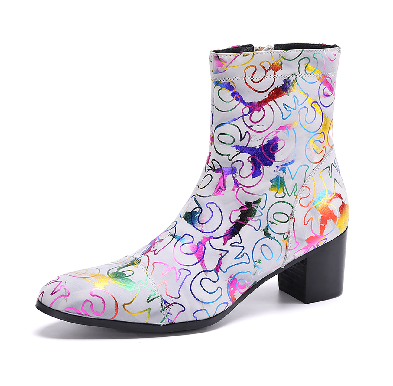 Men's Graffiti Western Boots Cap Toe Zipper