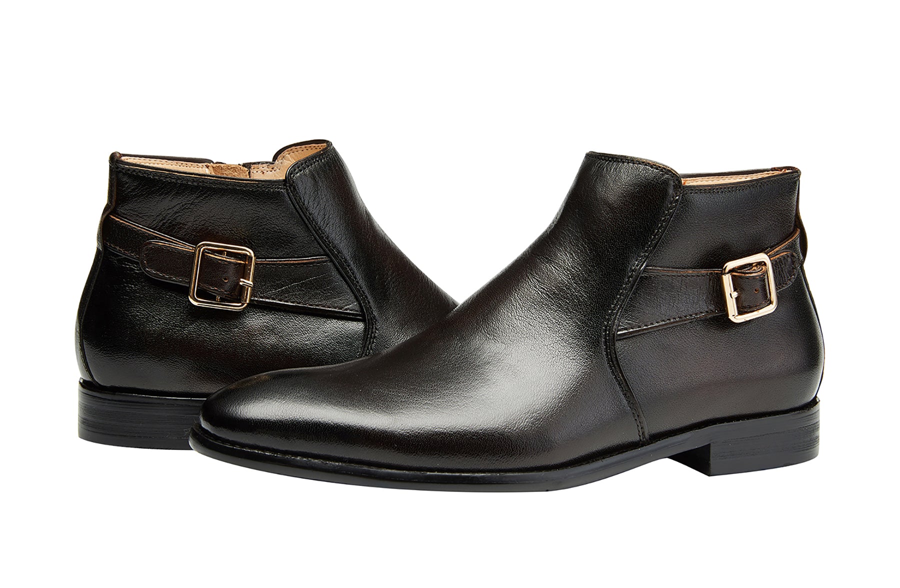 Botas Chelsea formales con hebilla de cuero para hombre 