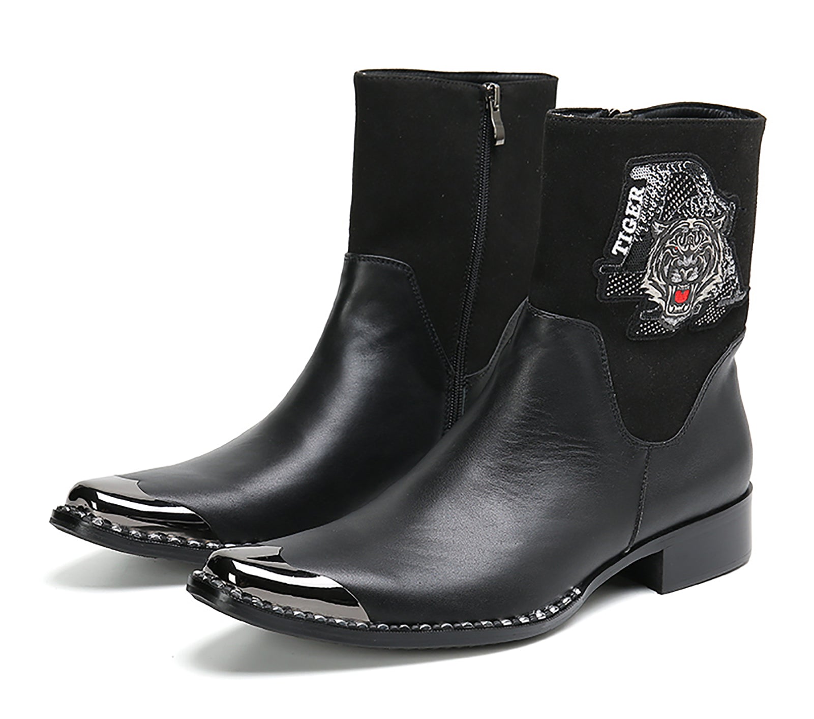 Men's High-Top Western Boots Metal Tip