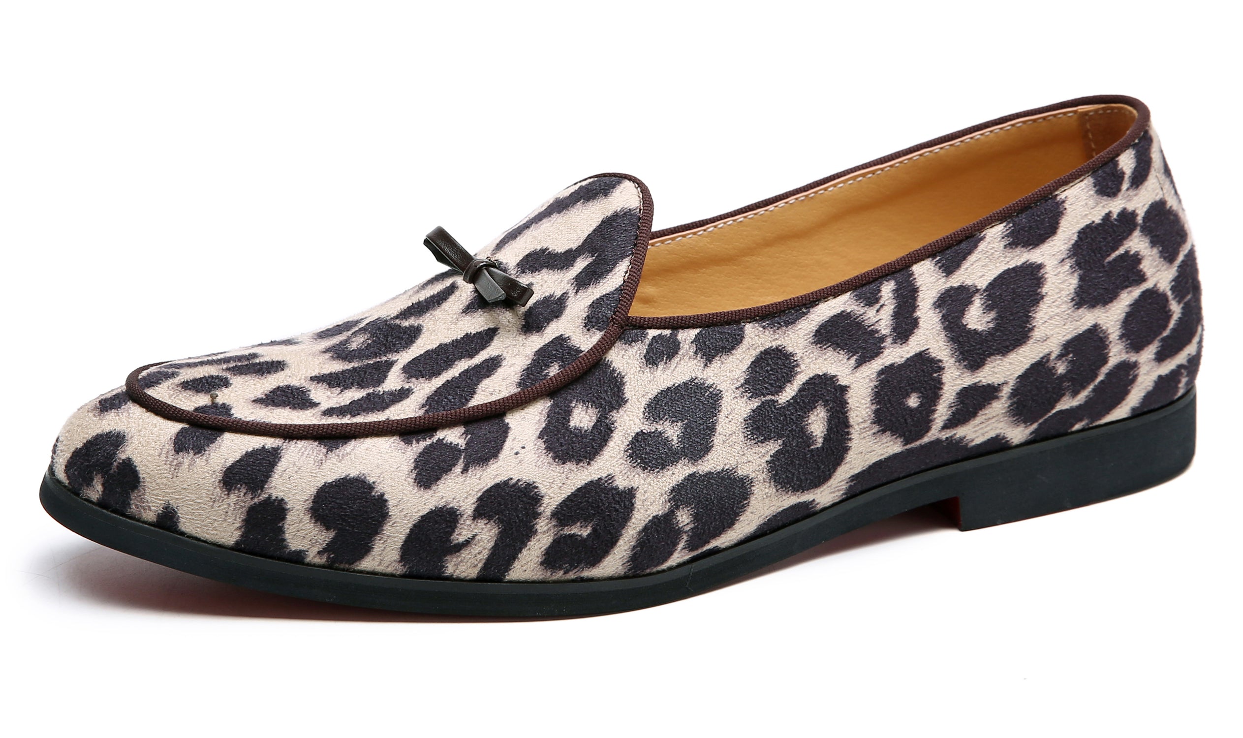 Men's Leopard Bow Casual Loafers