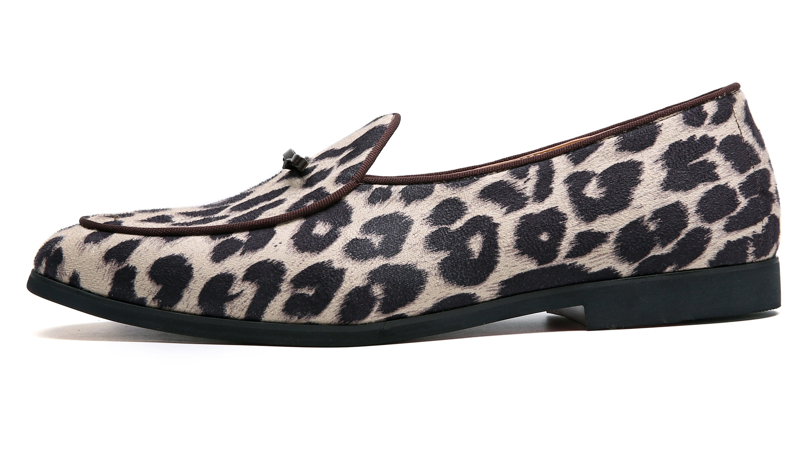 Men's Leopard Bow Casual Loafers