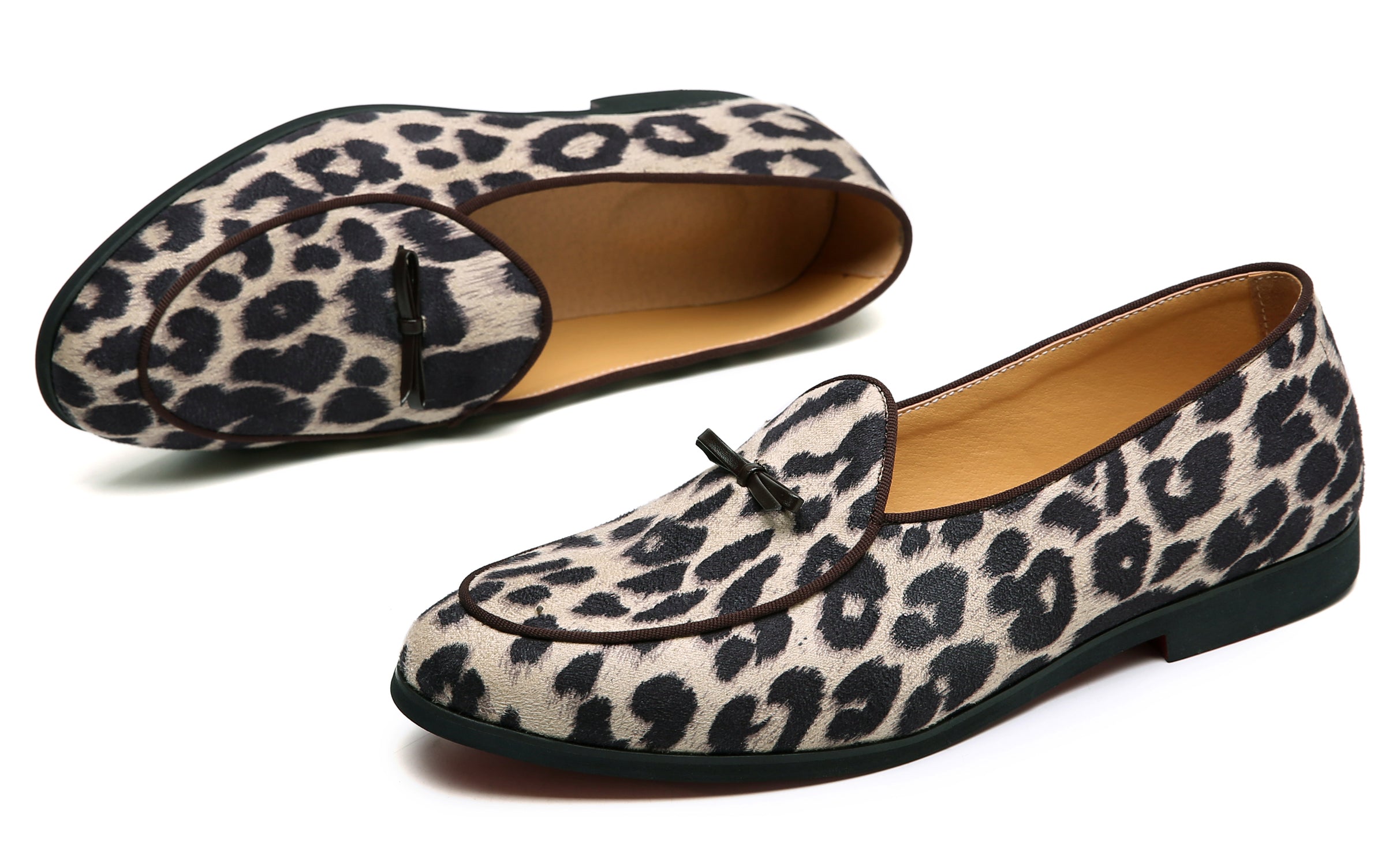 Men's Leopard Bow Casual Loafers