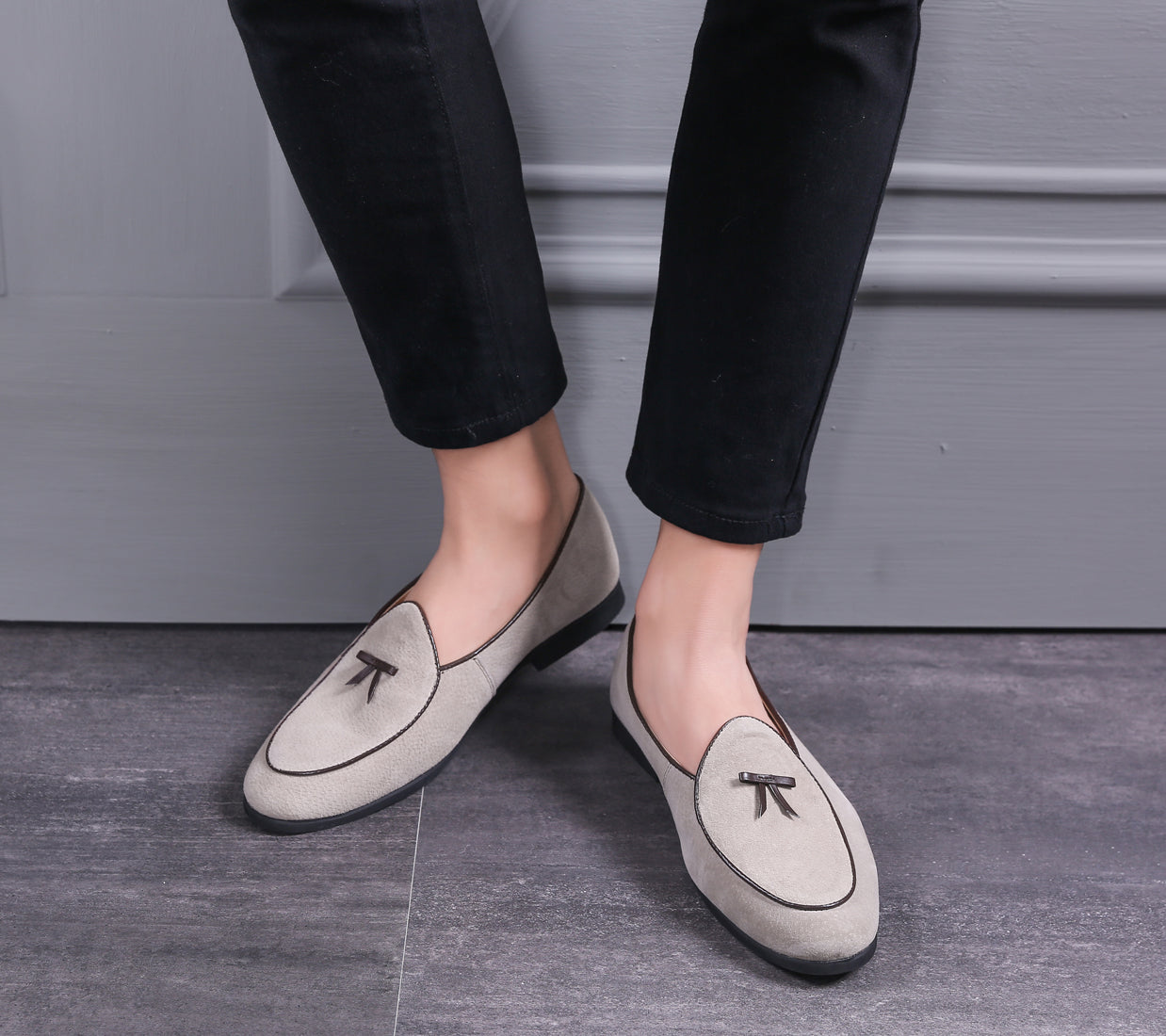 Men's Suede Bow Casual Loafers