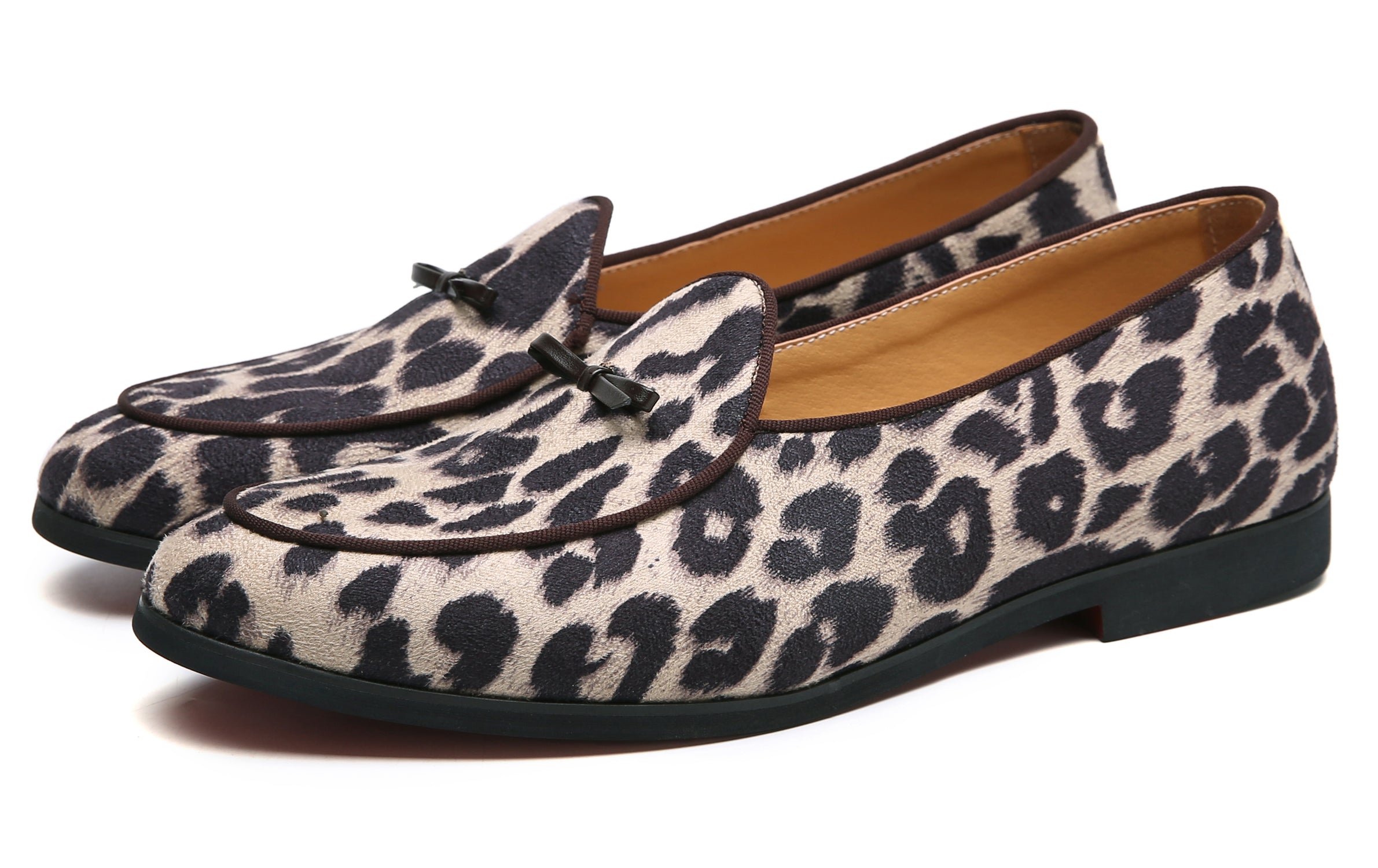 Men's Leopard Bow Casual Loafers