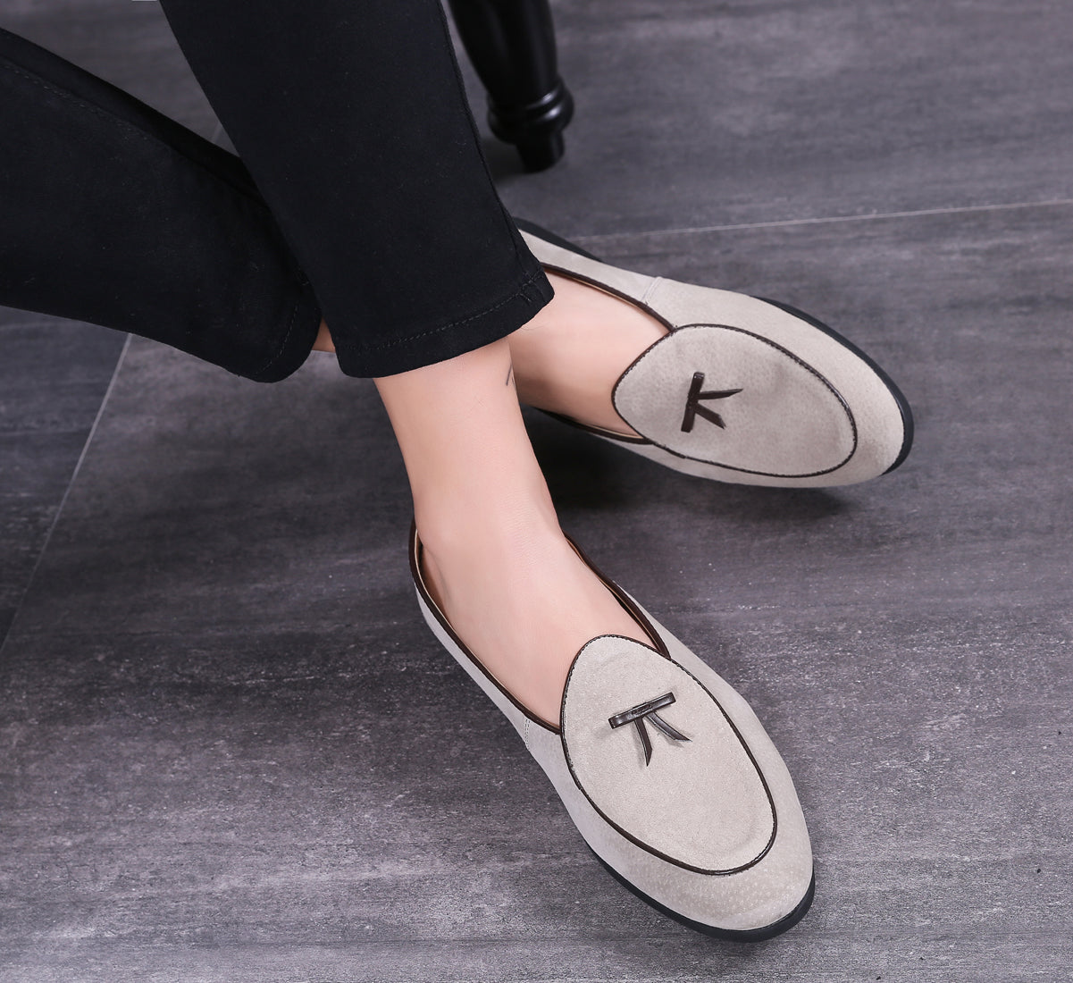 Men's Suede Bow Casual Loafers