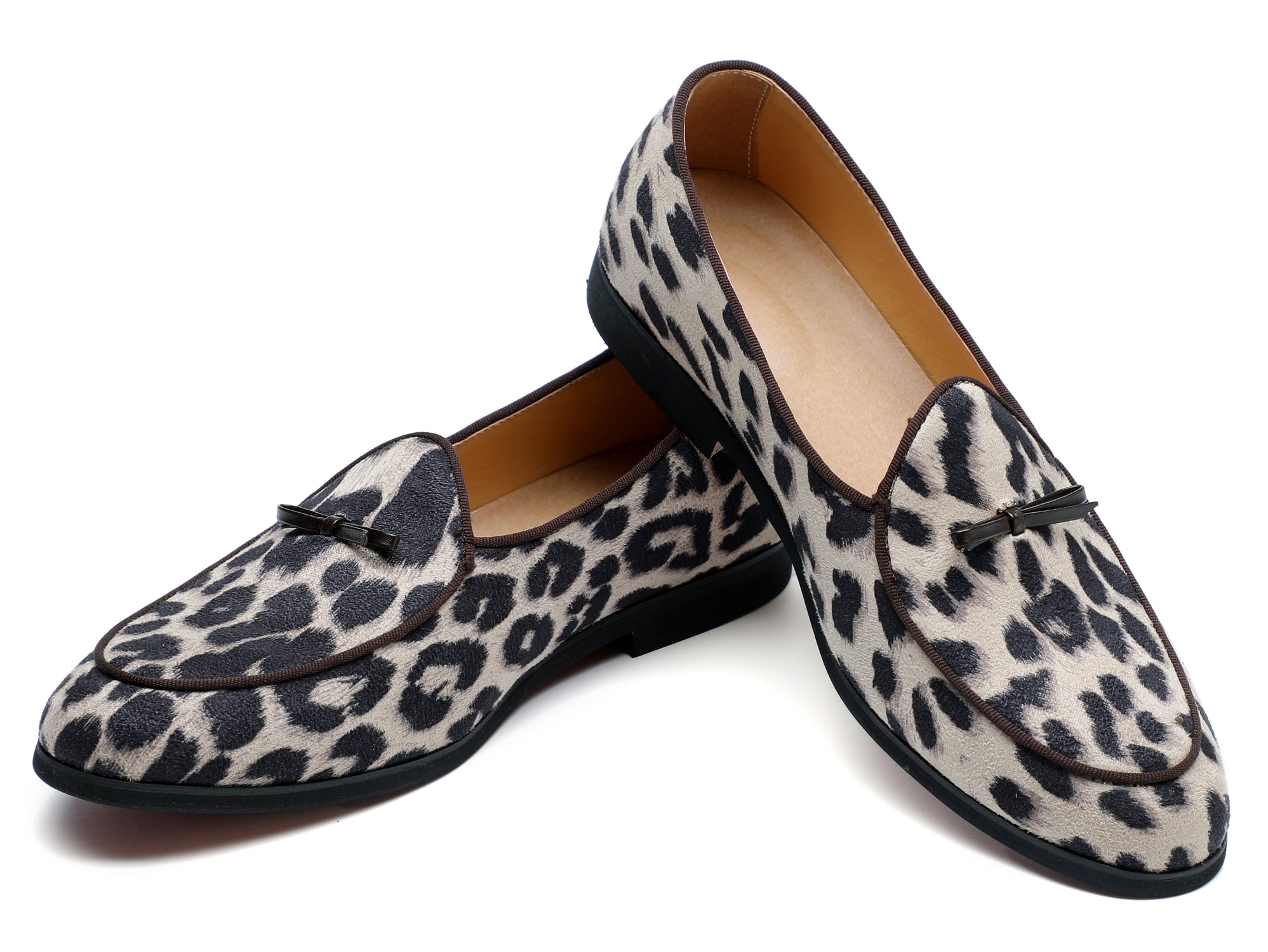 Men's Leopard Bow Casual Loafers