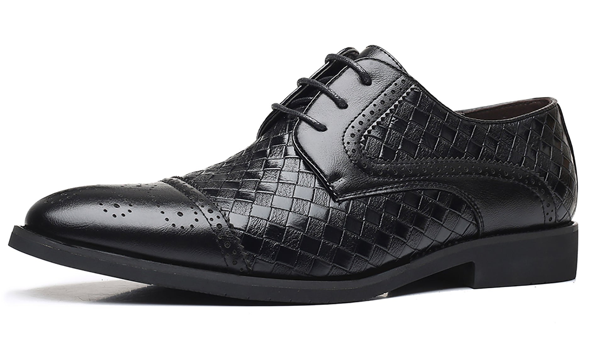 Men's Cap Toe Woven Derby Shoes