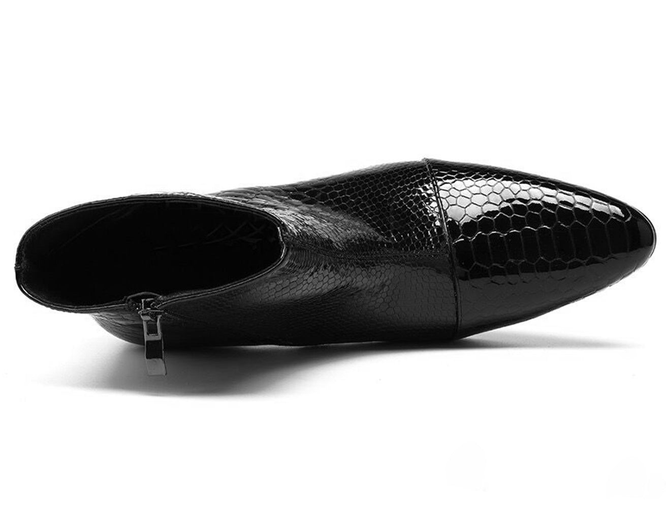 Men's Zipper Patent Leather Plaid Western Boots