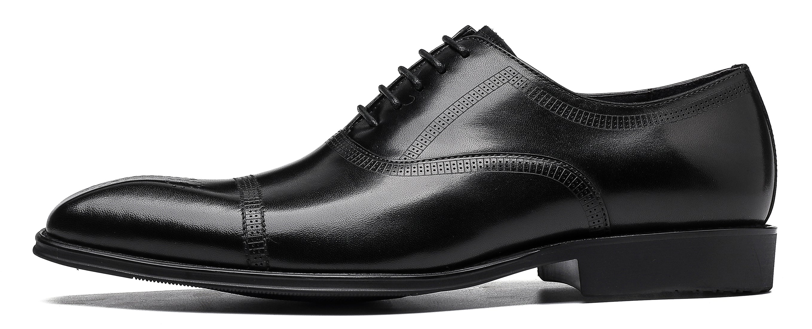 Zapatos Oxford formales de cuero con punta lisa para hombre 