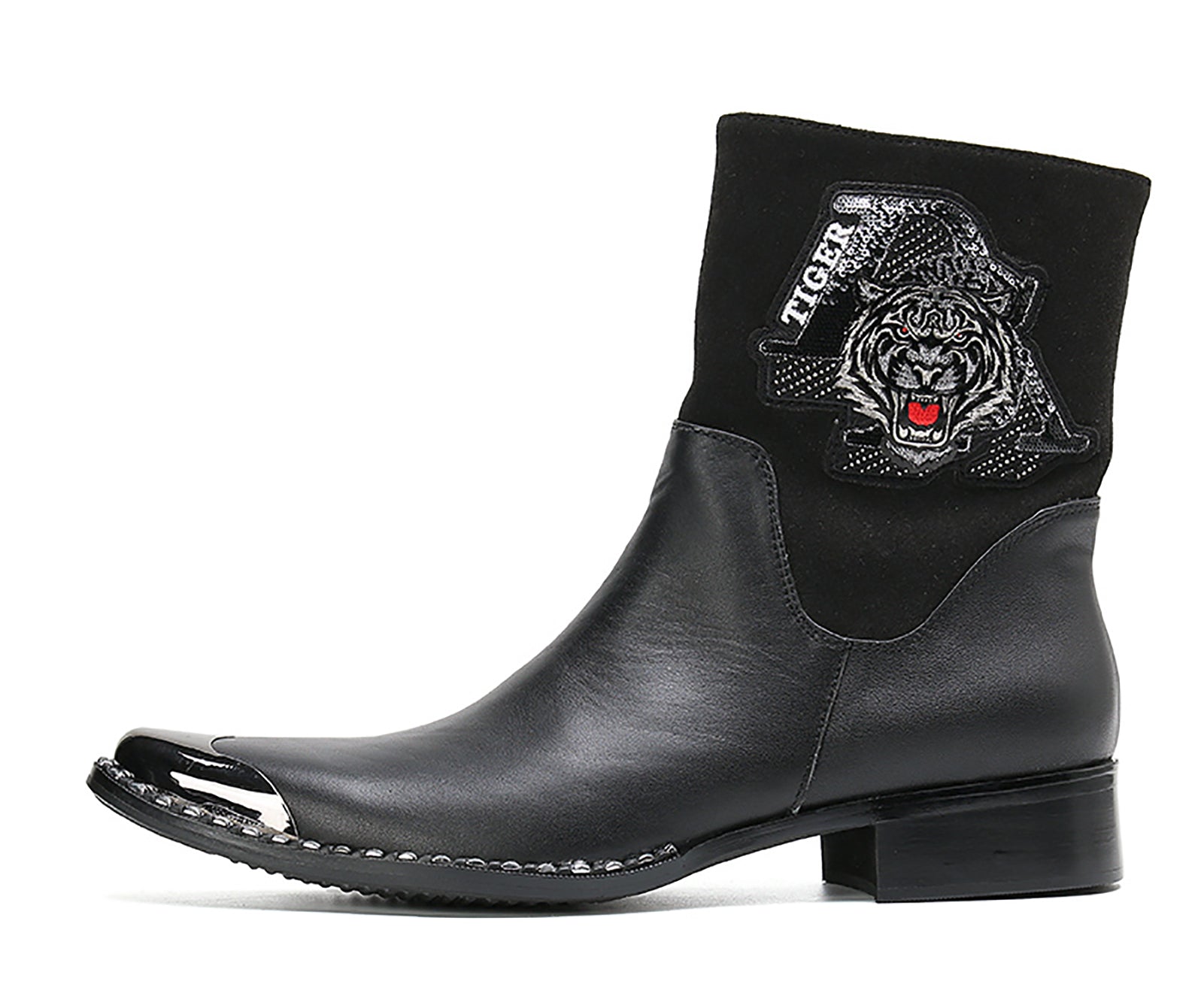 Men's High-Top Western Boots Metal Tip