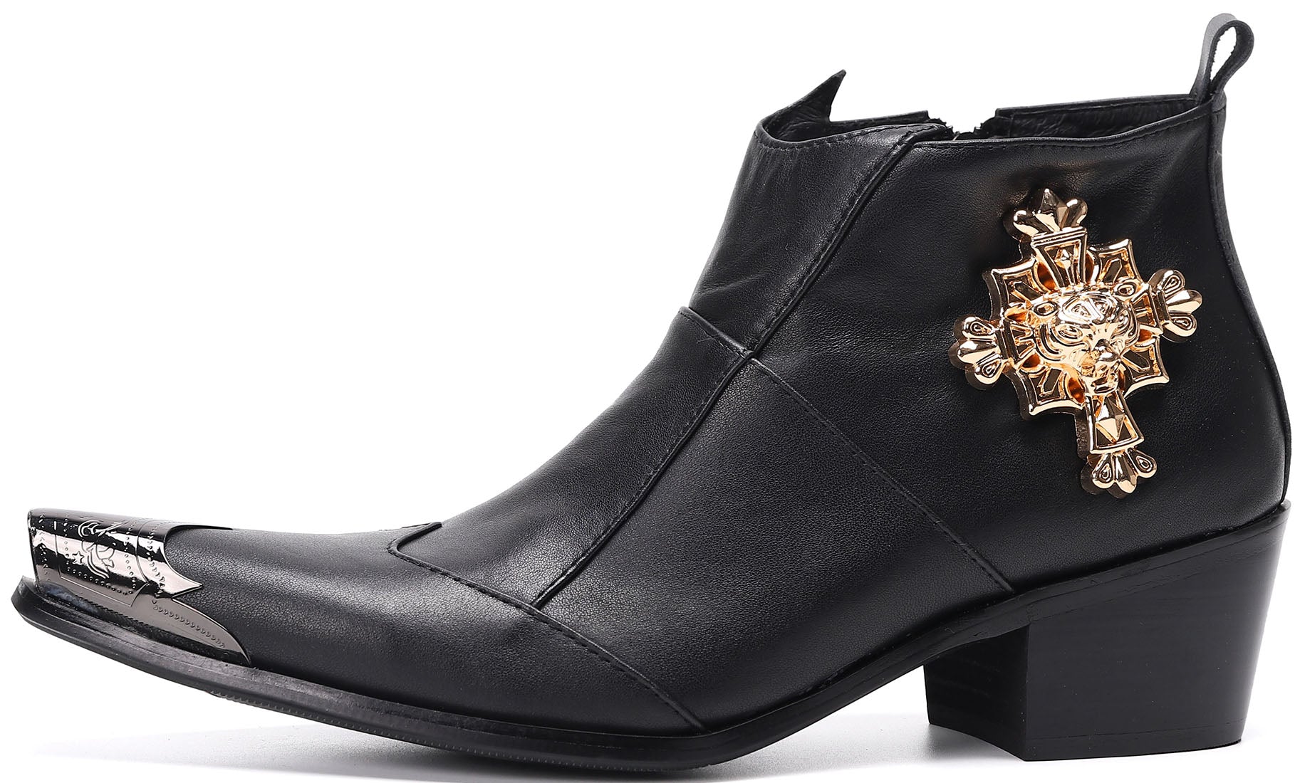 Botas occidentales de moda con punta de metal para hombre 