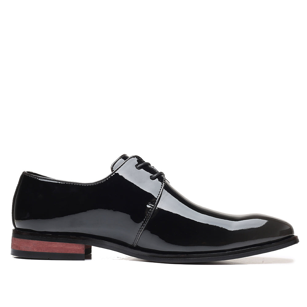 Zapatos Derby brillantes de cuero estampado para hombre