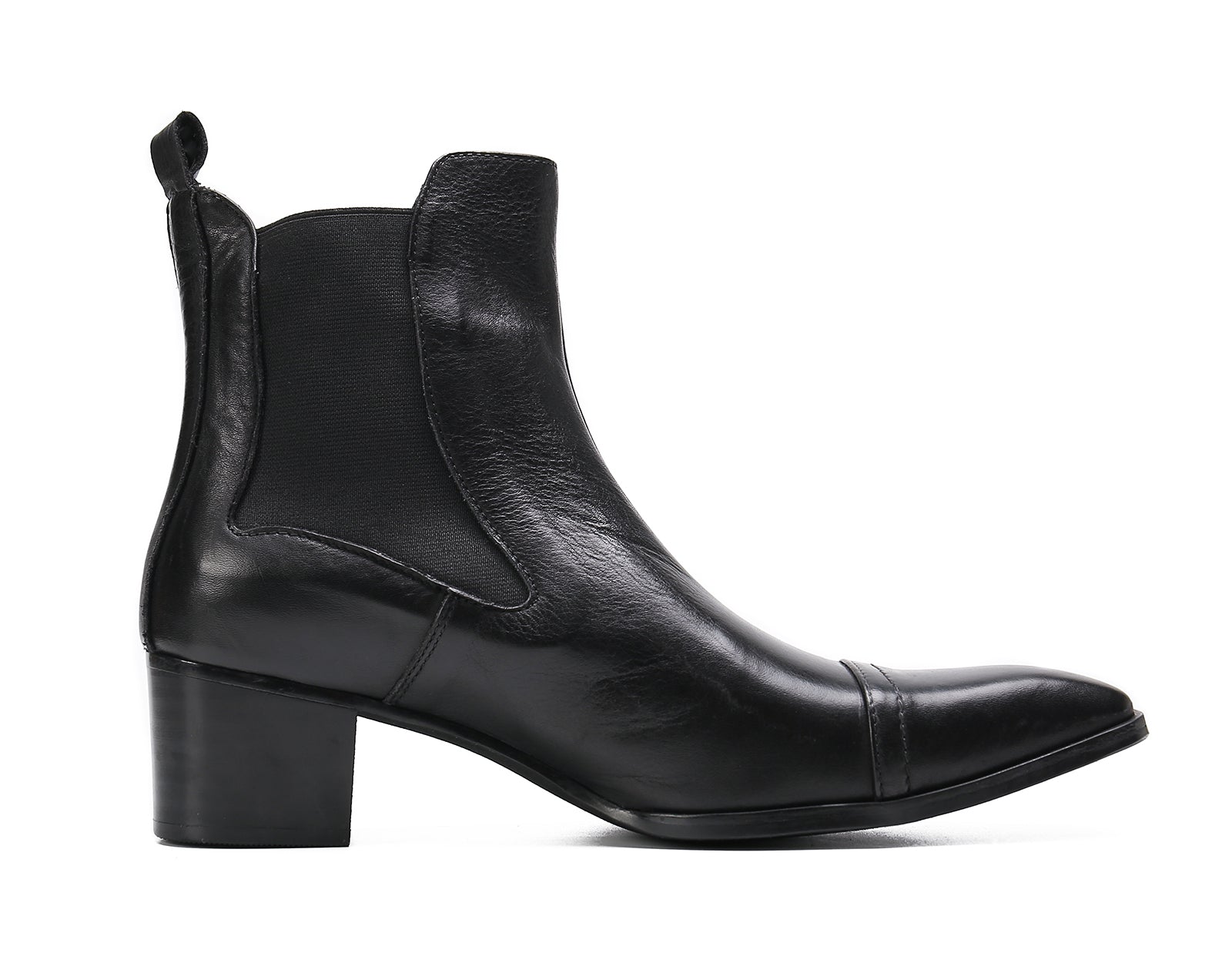 Botas Chelsea de cuero con punta lisa para hombre