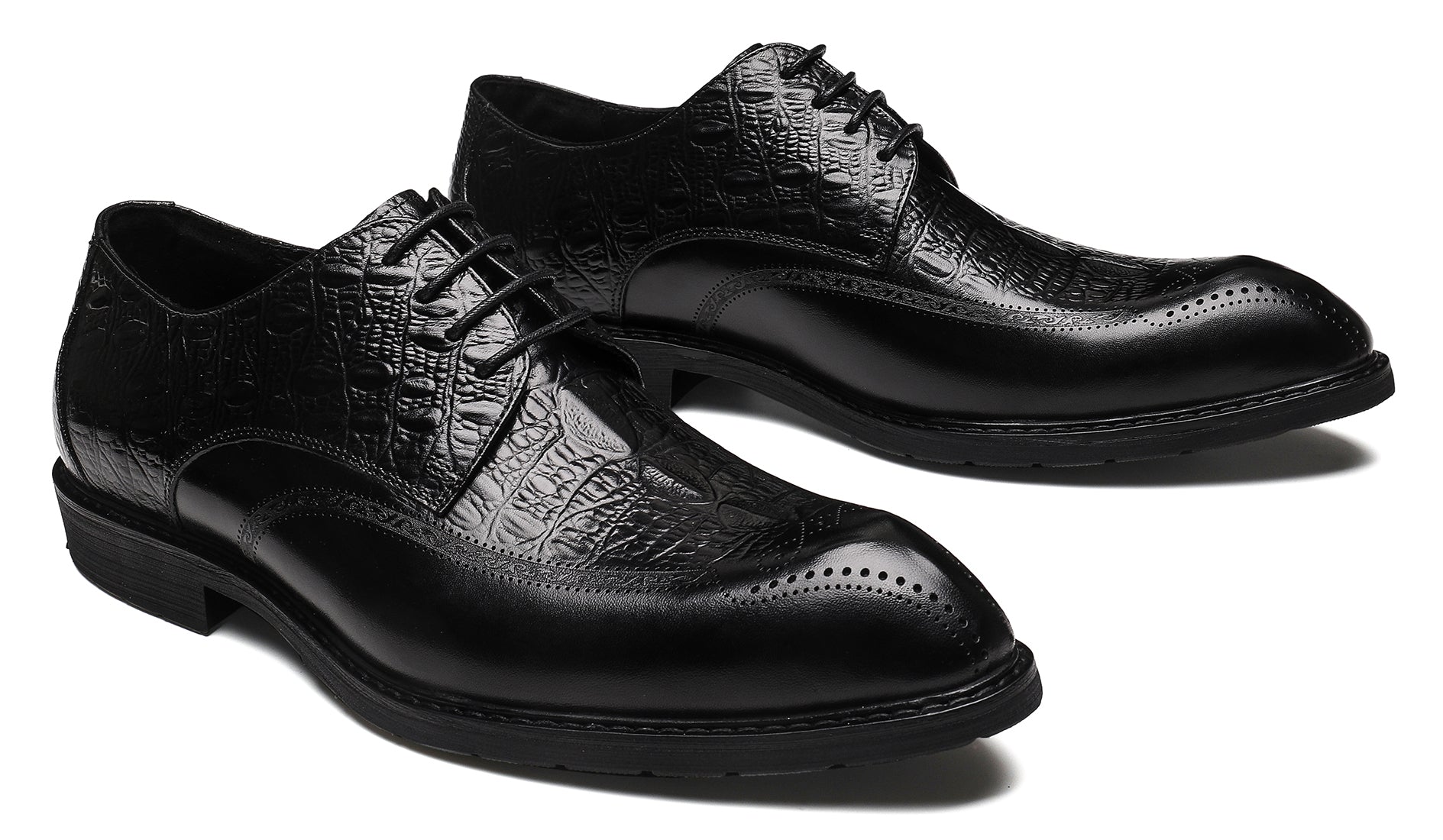 Derby Brogue de cuero genuino para hombre 