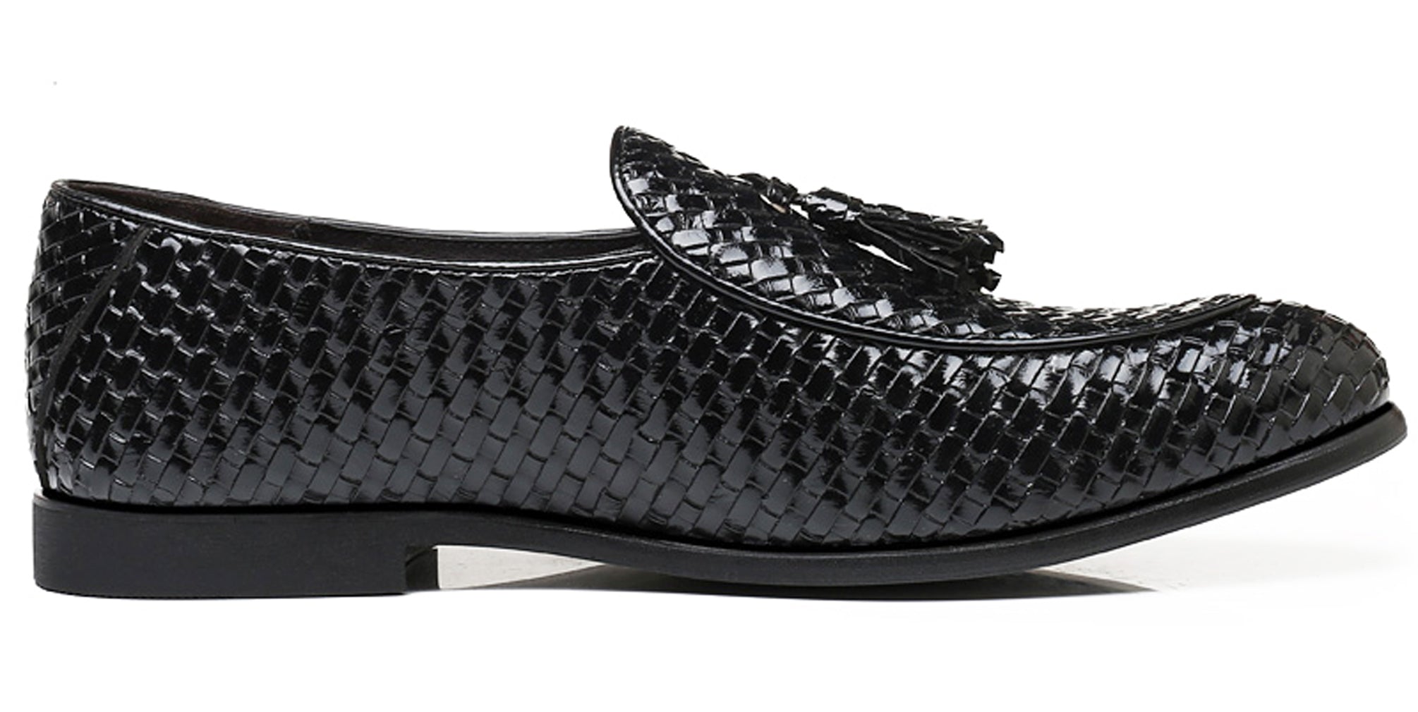 Men's Woven Tassel Loafers Black Burgundy