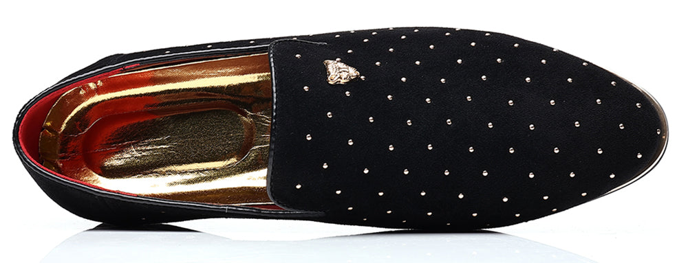 Men's Suede Beaded Tiger Smoking Loafers