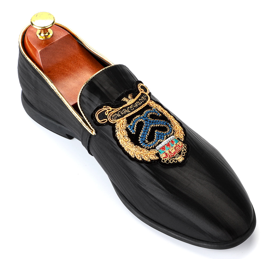 Men's Cloth Embroidery Smoking Loafers