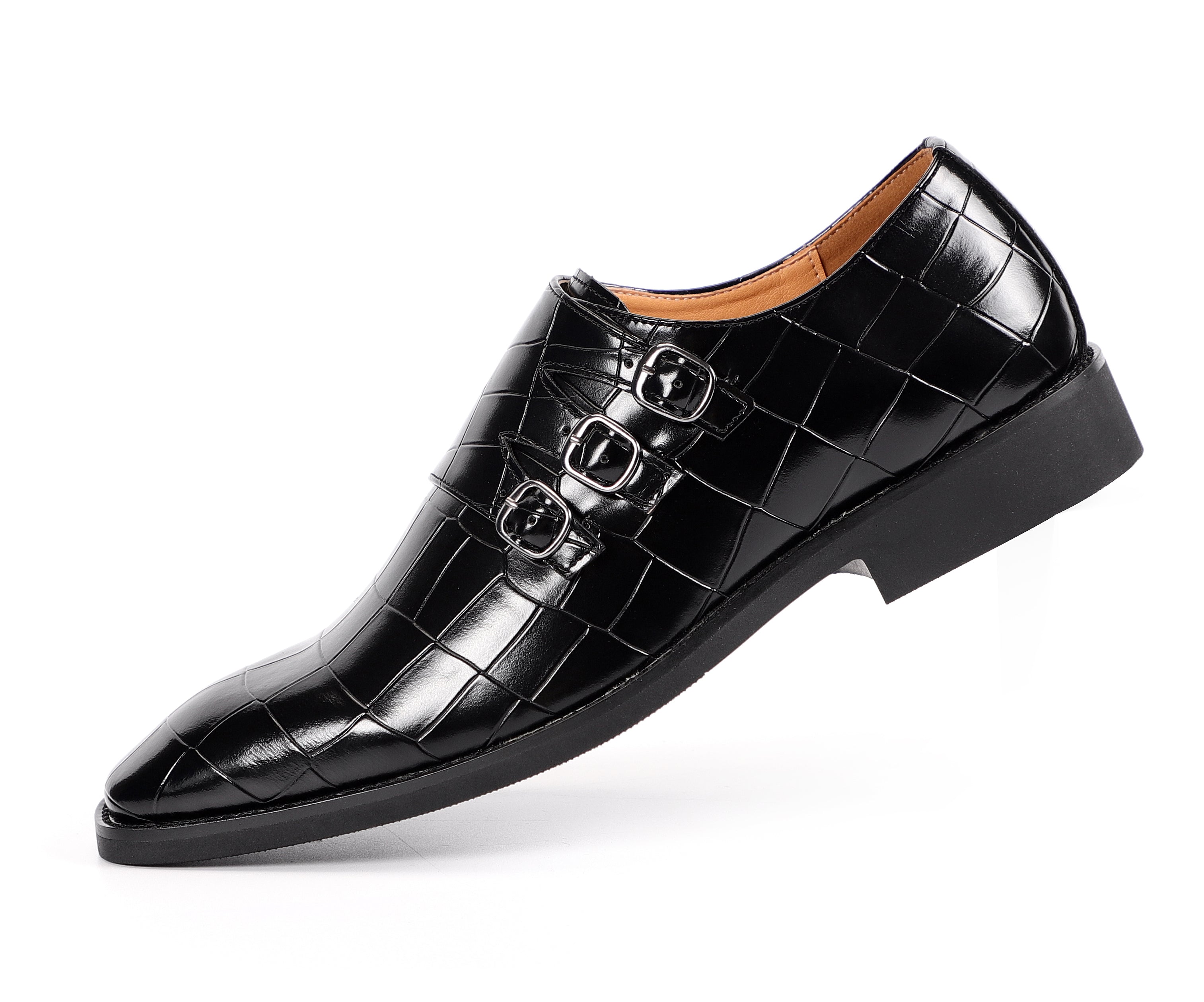 Men's Monk Strap Loafers Tripple Buckles