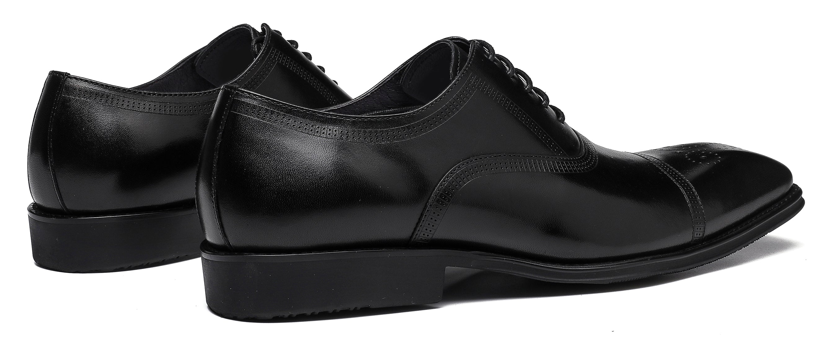 Zapatos Oxford formales de cuero con punta lisa para hombre 